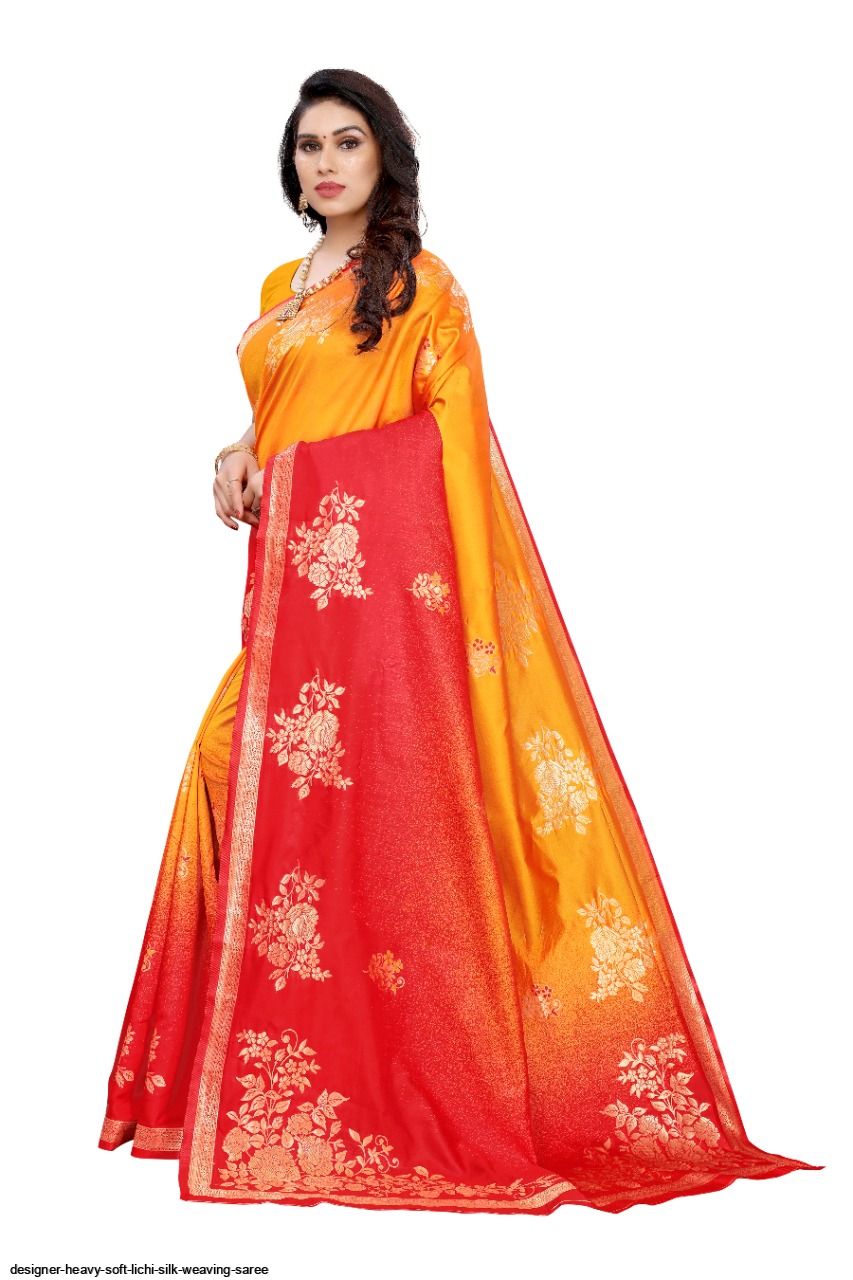 designer heavy soft lichi silk weaving saree