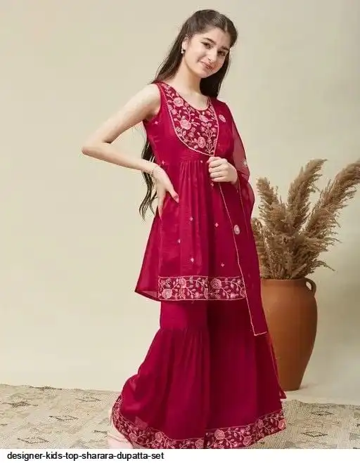 DESIGNER KIDS TOP SHARARA DUPATTA SET C