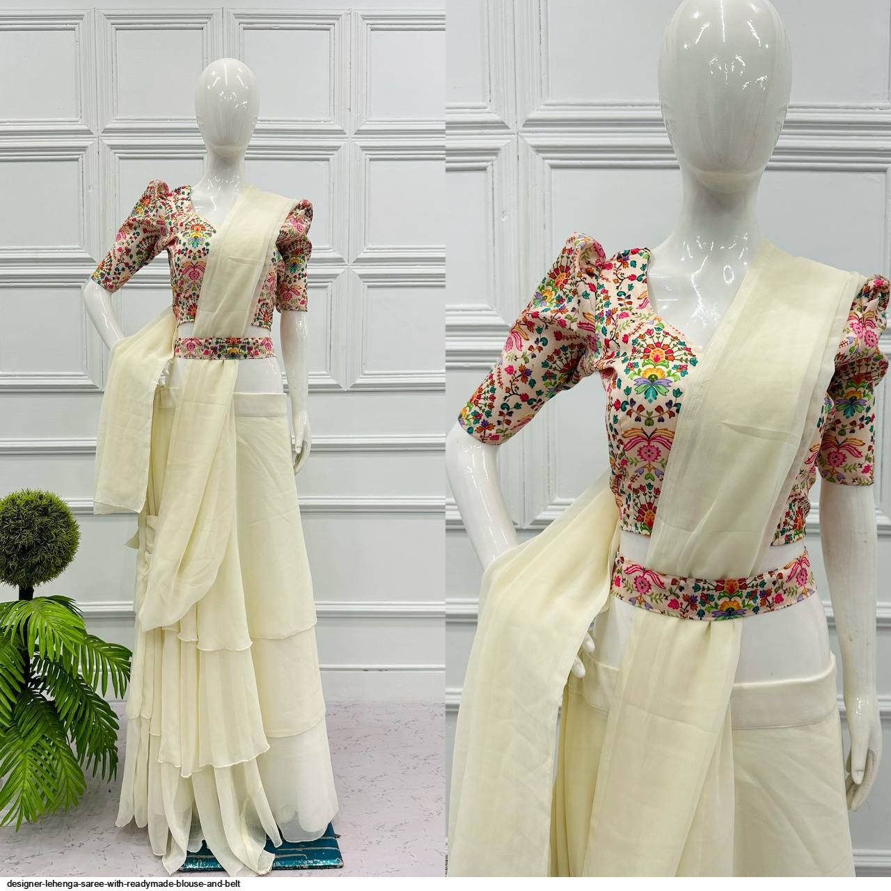 Pink and blue lehenga saree - New India Fashion