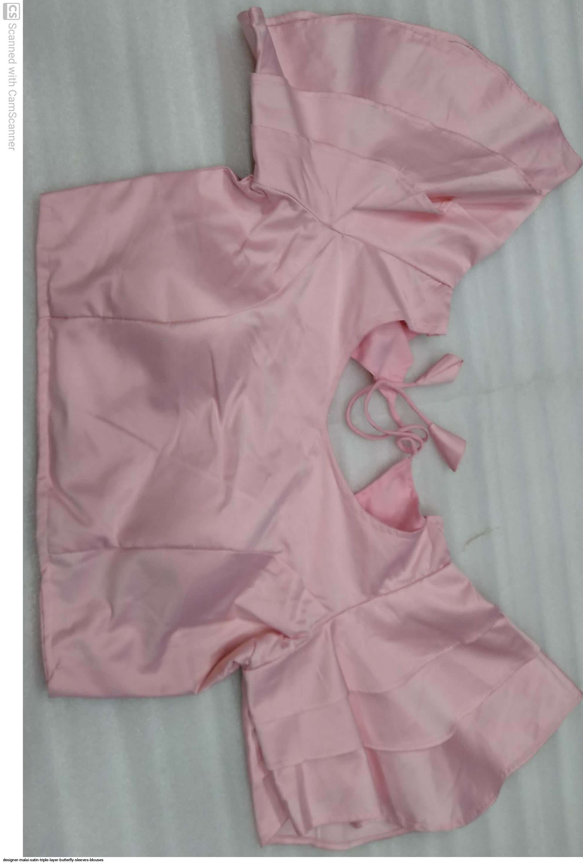 Designer Malai Satin Triple Layer Butterfly Sleeves Blouses