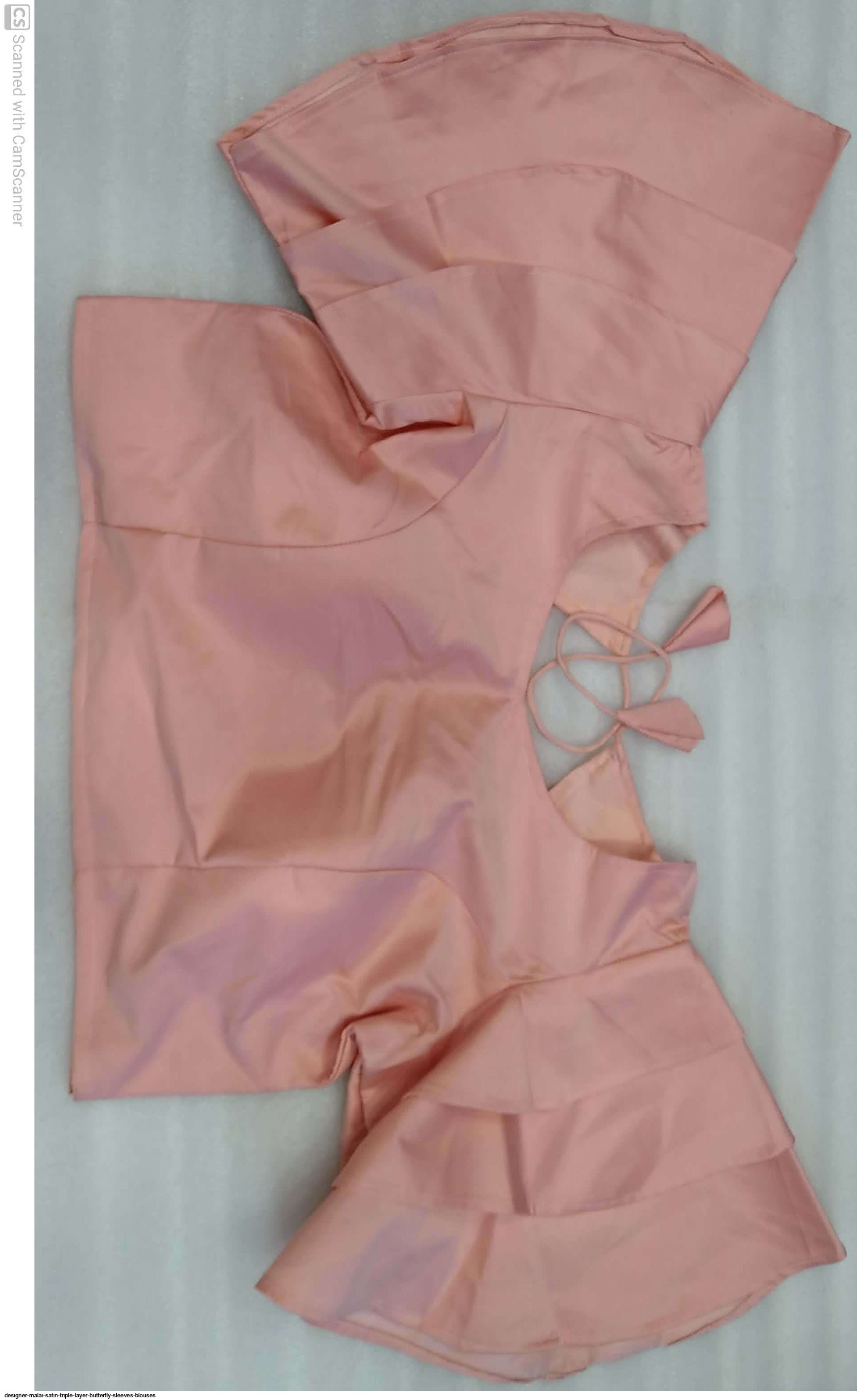 Designer Malai Satin Triple Layer Butterfly Sleeves Blouses