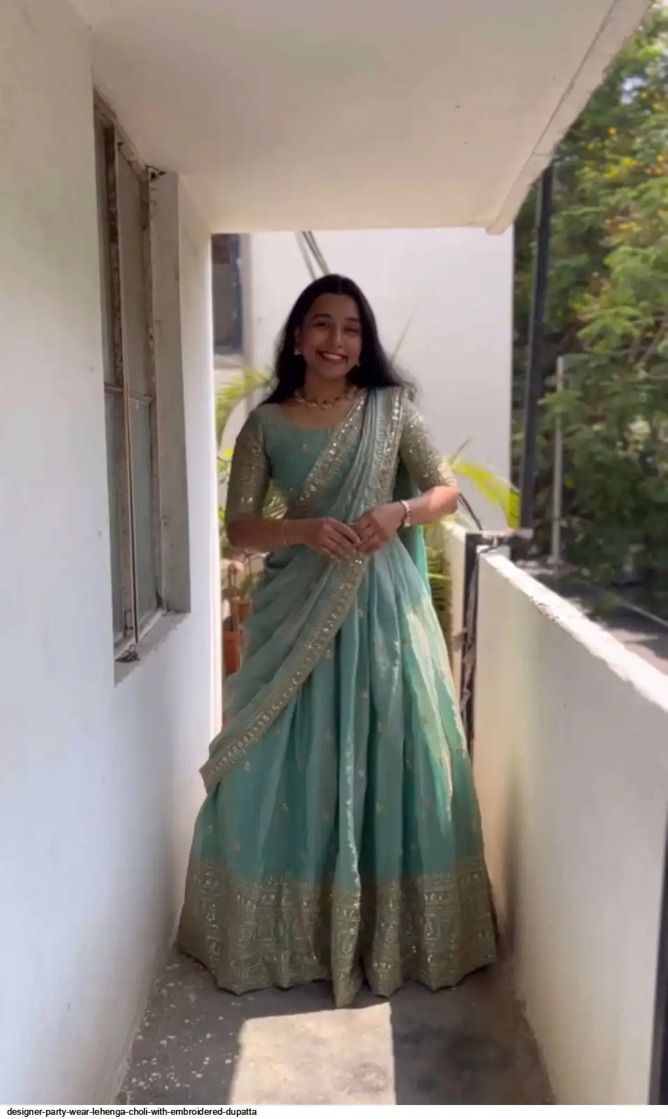 DESIGNER PARTY WEAR LEHENGA CHOLI WITH EMBROIDERED DUPATTA C