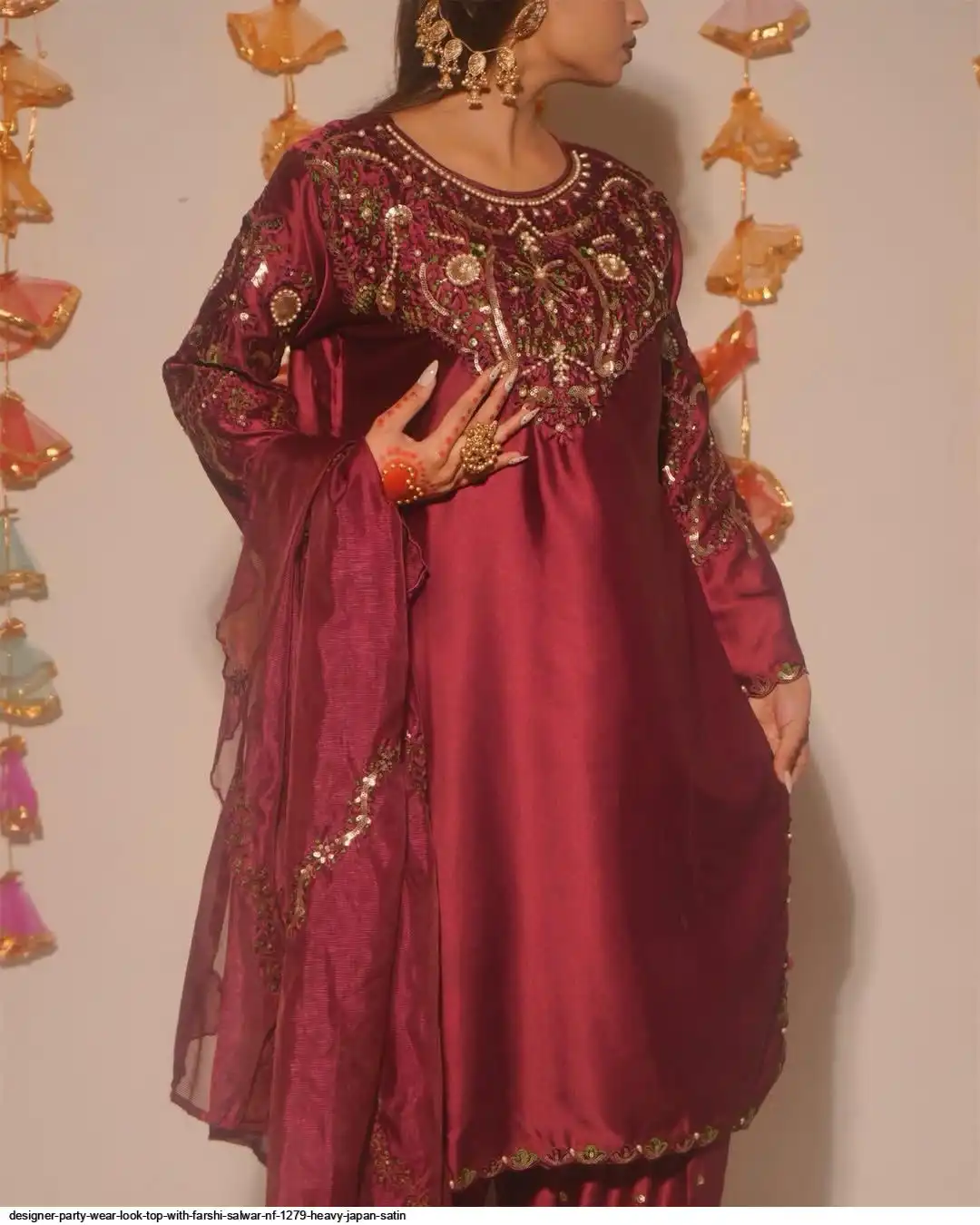Launching New Designer Party Wear Look Top With Farshi Salwar NF 1279 Heavy  Japan Satin