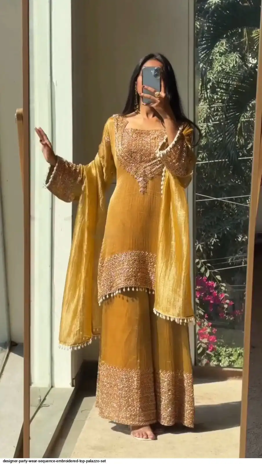 DESIGNER PARTY WEAR SEQUENCE EMBROIDERED TOP PALAZZO SET 3