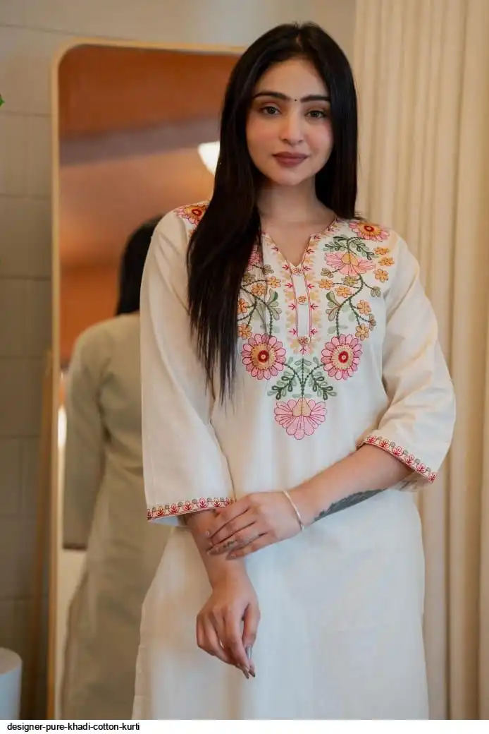 DESIGNER PURE KHADI COTTON KURTI