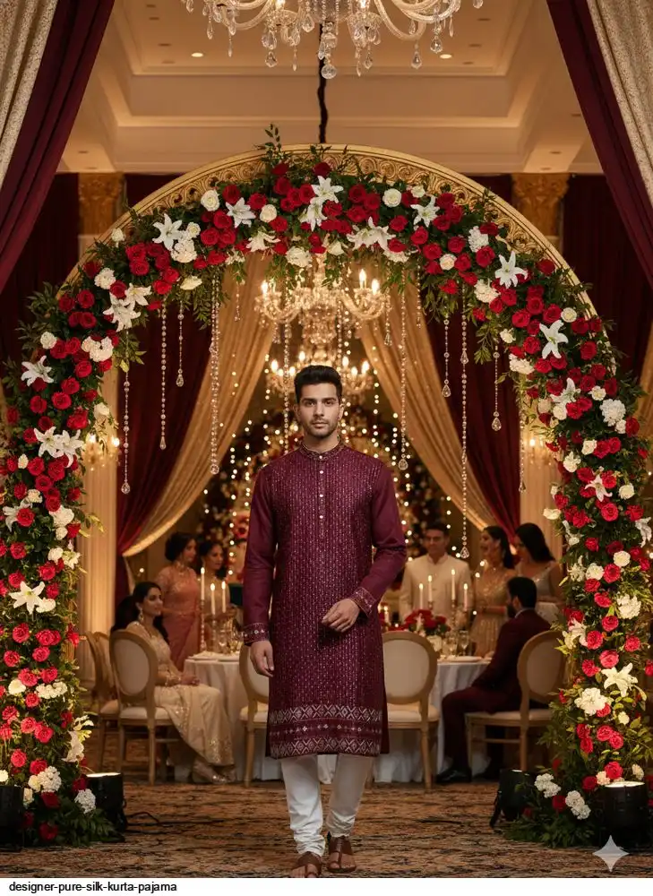 DESIGNER PURE SILK KURTA PAJAMA D