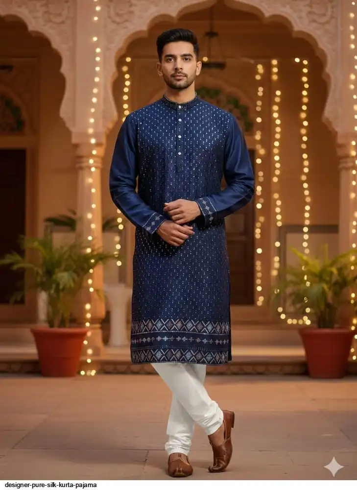 DESIGNER PURE SILK KURTA PAJAMA C