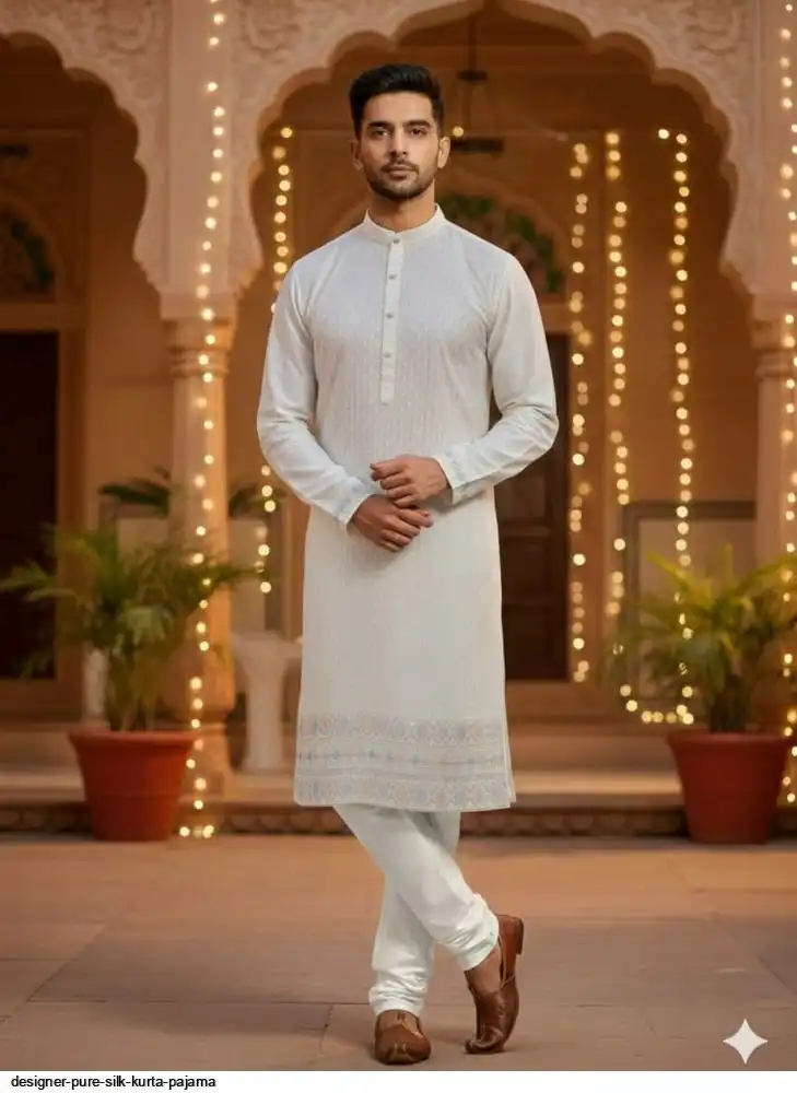 DESIGNER PURE SILK KURTA PAJAMA B