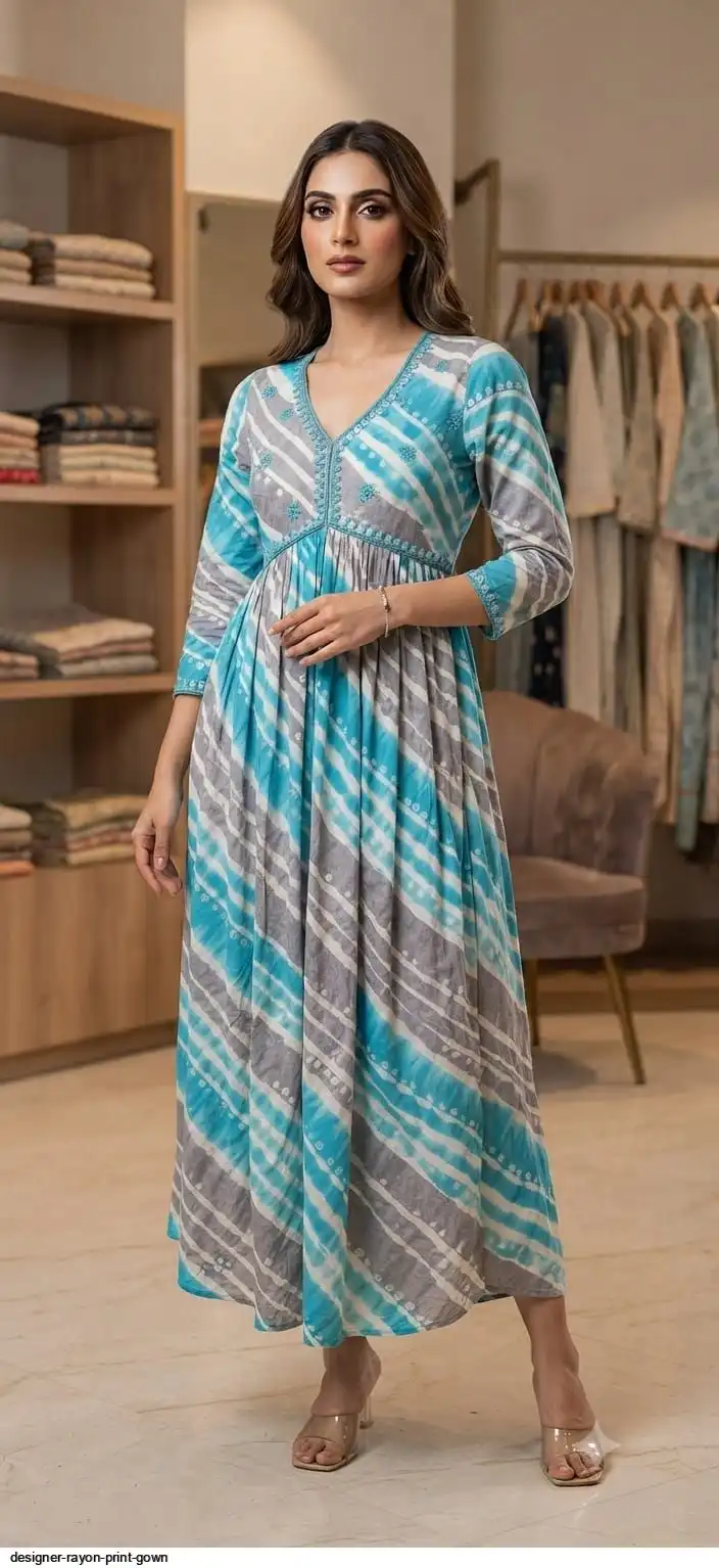 DESIGNER RAYON PRINT GOWN A