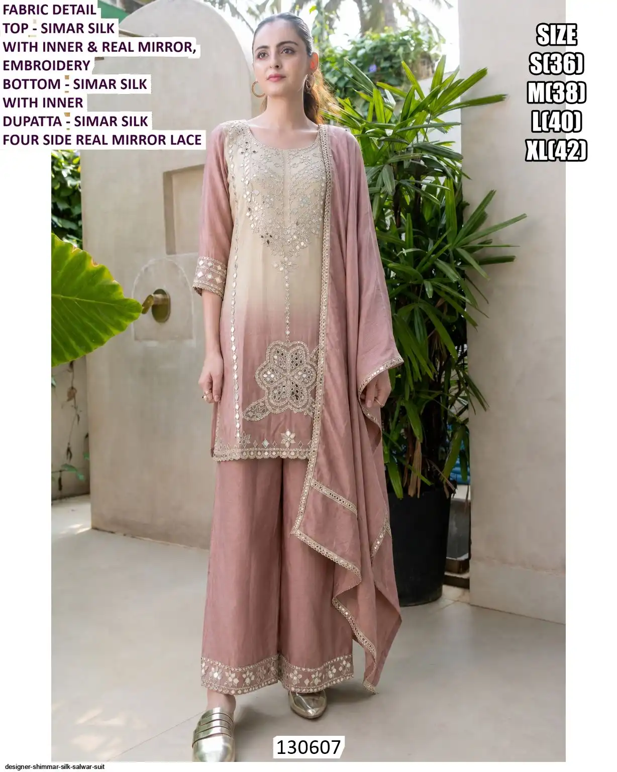DESIGNER SHIMMAR SILK SALWAR SUIT 130607