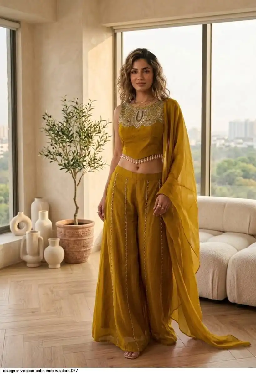 DESIGNER VISCOSE SATIN INDO WESTERN 077 B