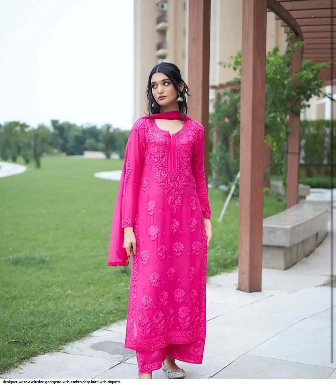 BE 394 DESIGNER WEAR EXCLUSIVE GEORGETTE WITH EMBROIDERY KURTI WITH DUPATTA 3