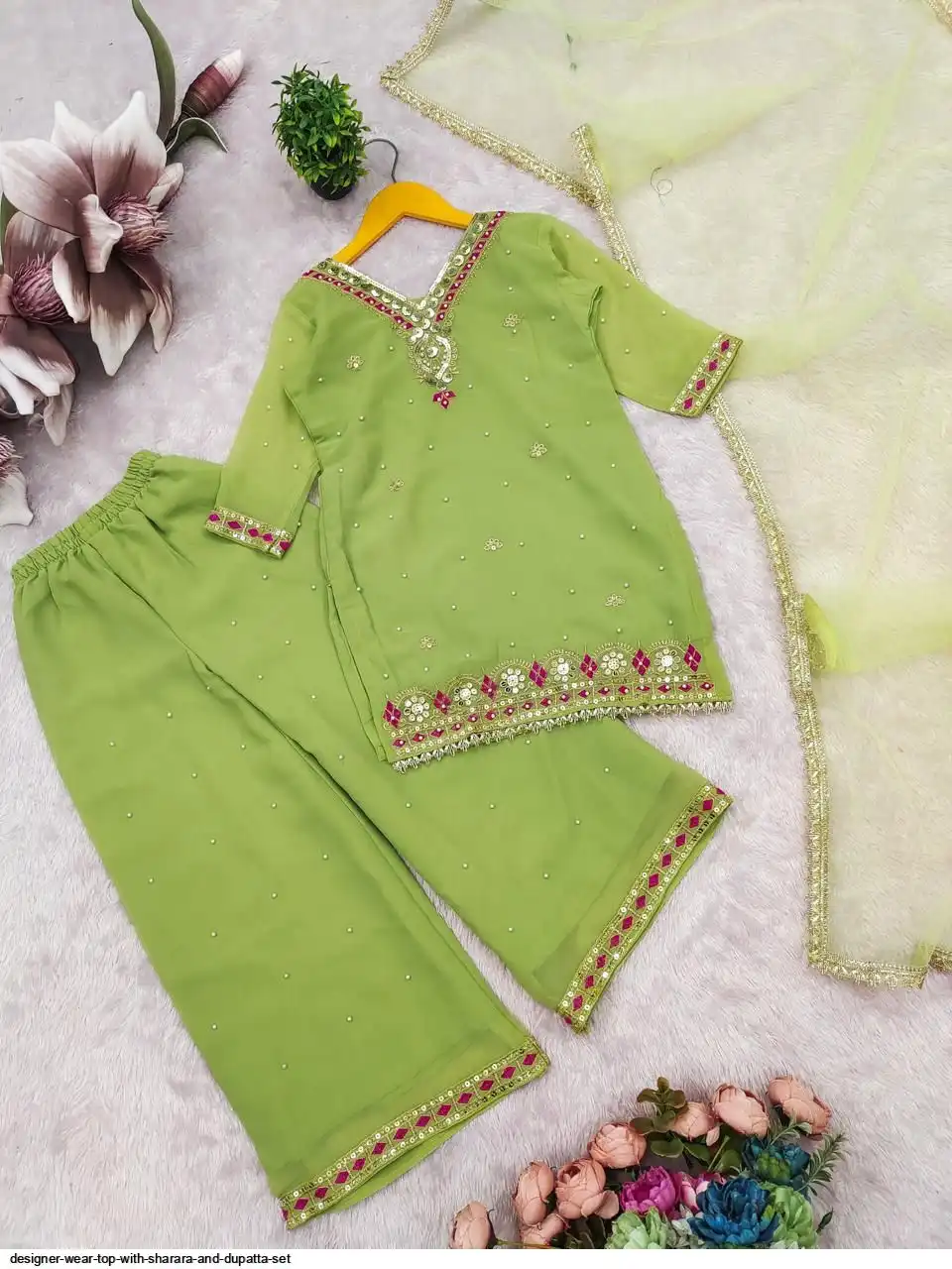 DESIGNER WEAR TOP WITH SHARARA AND DUPATTA SET B