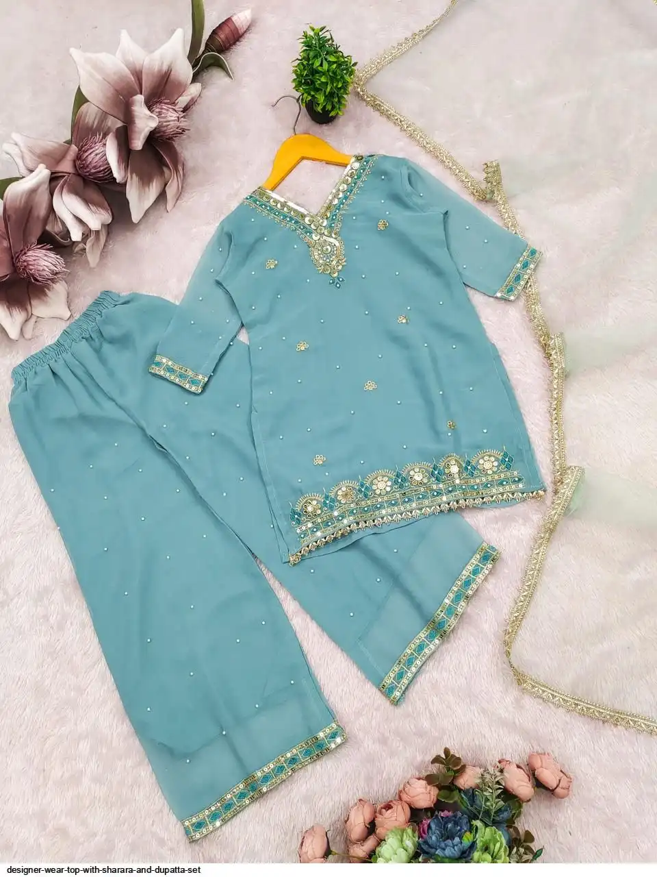 DESIGNER WEAR TOP WITH SHARARA AND DUPATTA SET C