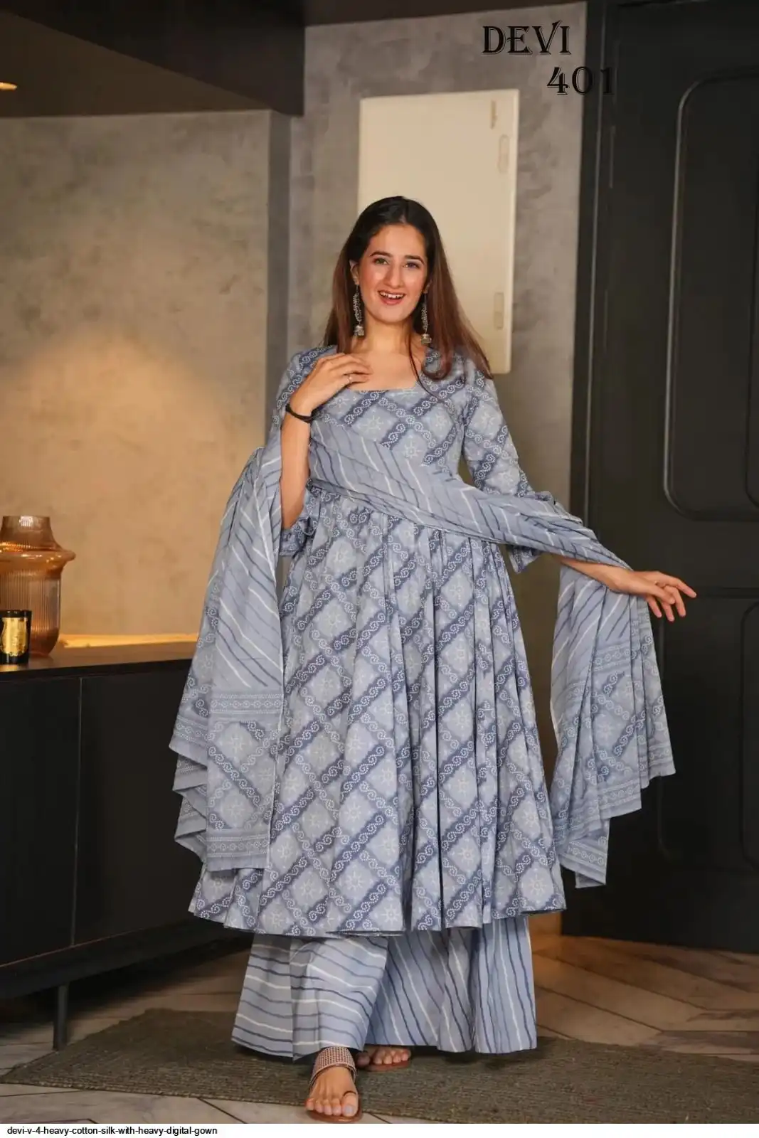 DEVI V 4 HEAVY COTTON SILK WITH HEAVY DIGITAL GOWN 1