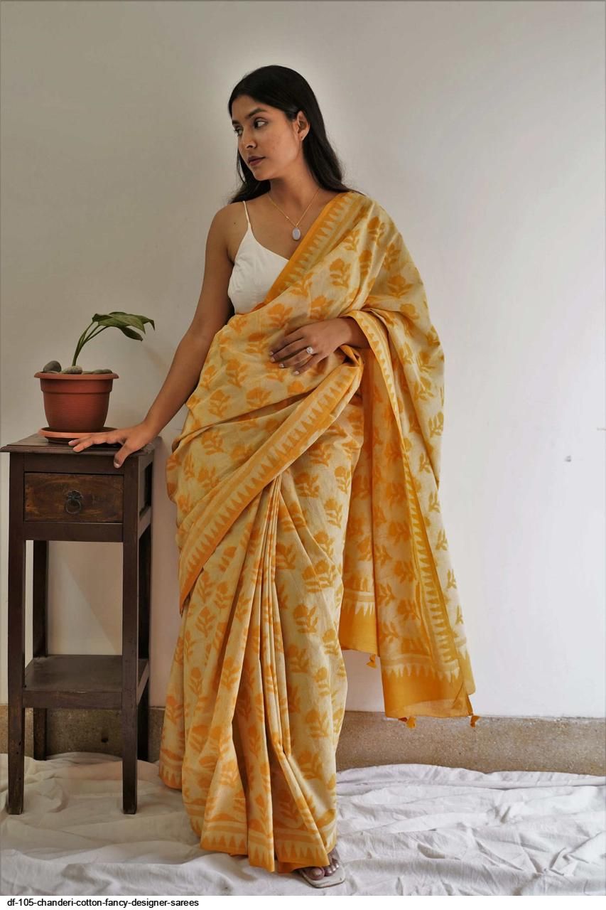 Chinnalapatti Sungudi One side zari border fancy print cotton sarees -  Native Things