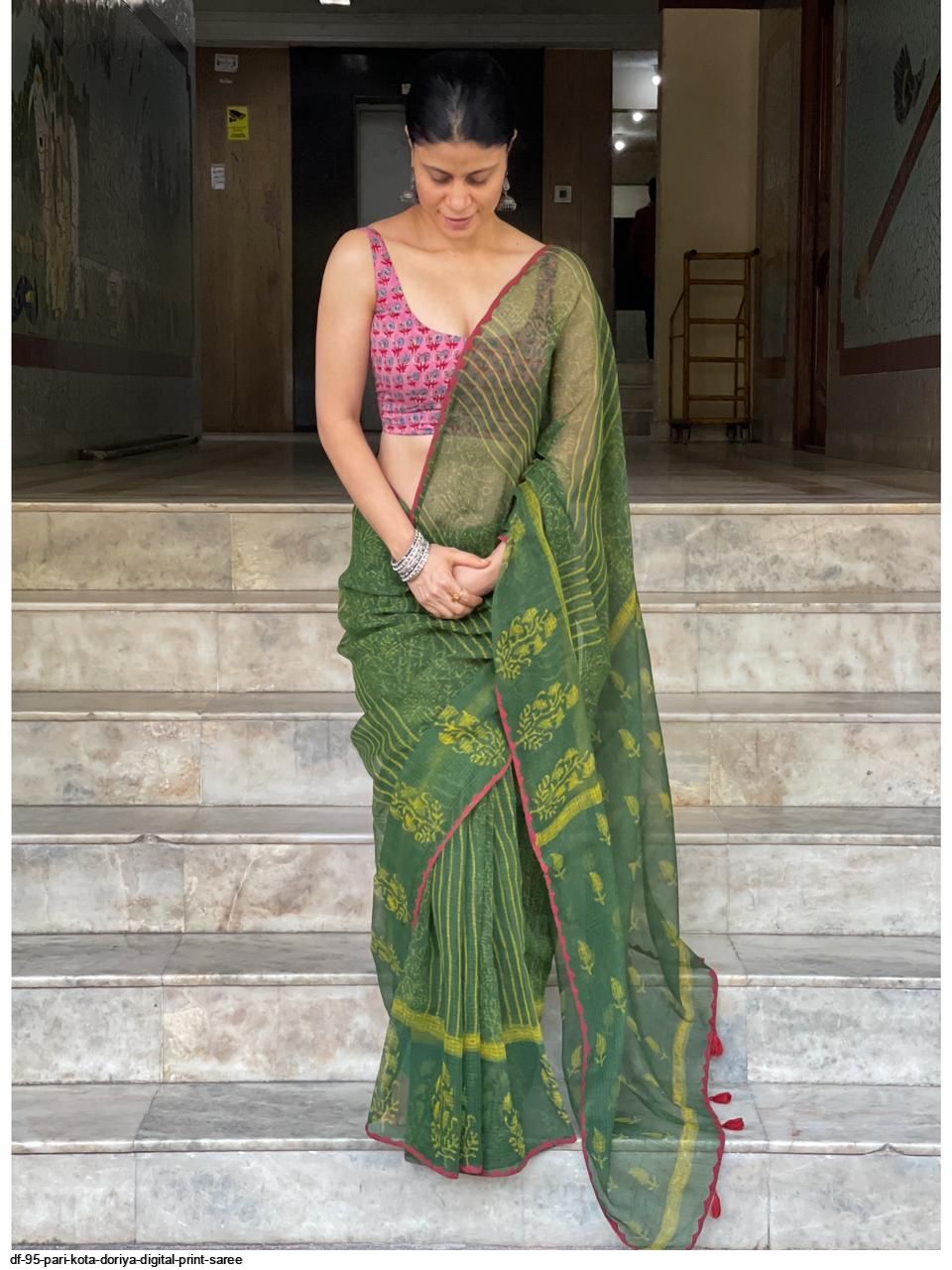Df 95 pari kota doriya digital print saree