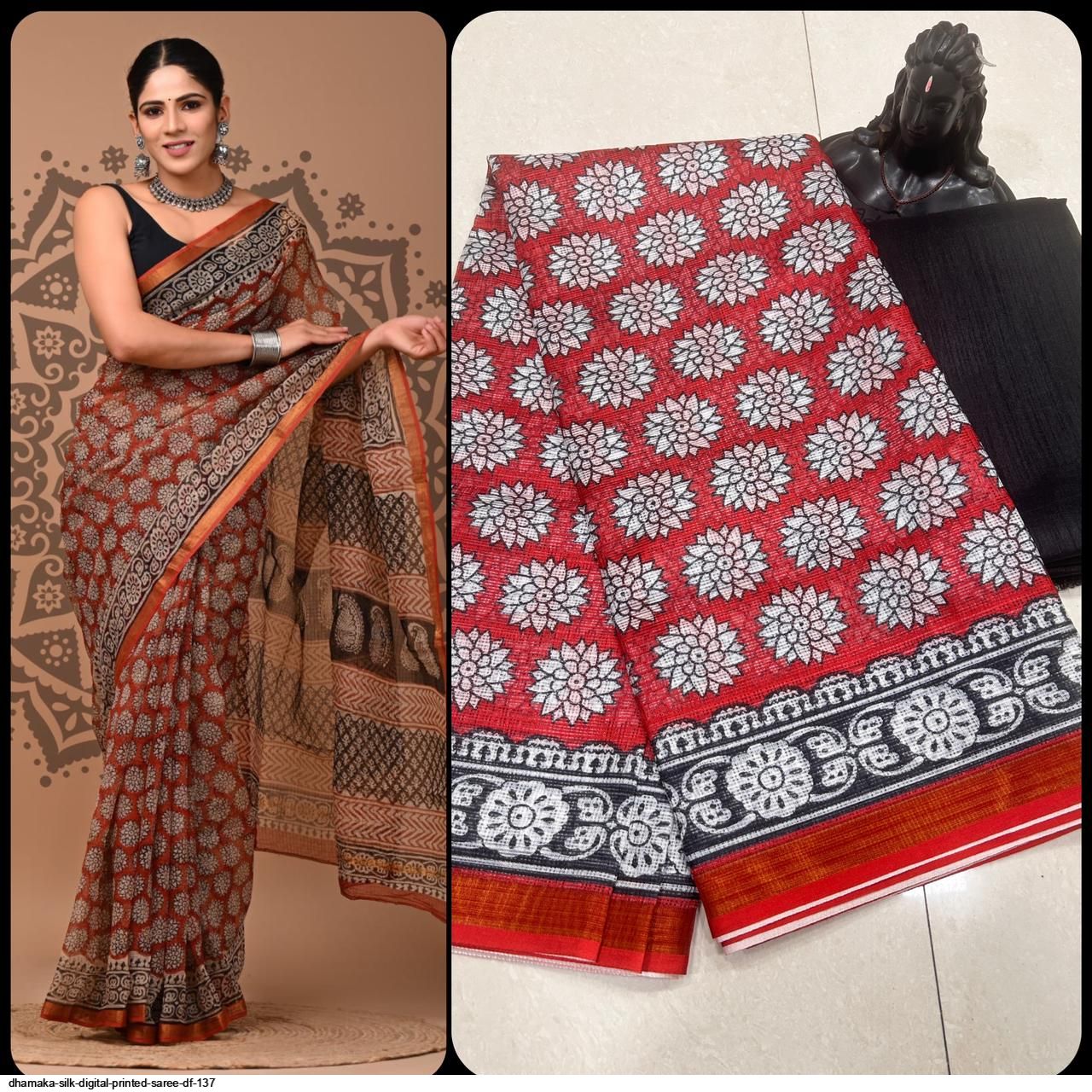 DHAMAKA SILK DIGITAL PRINTED SAREE DF 137