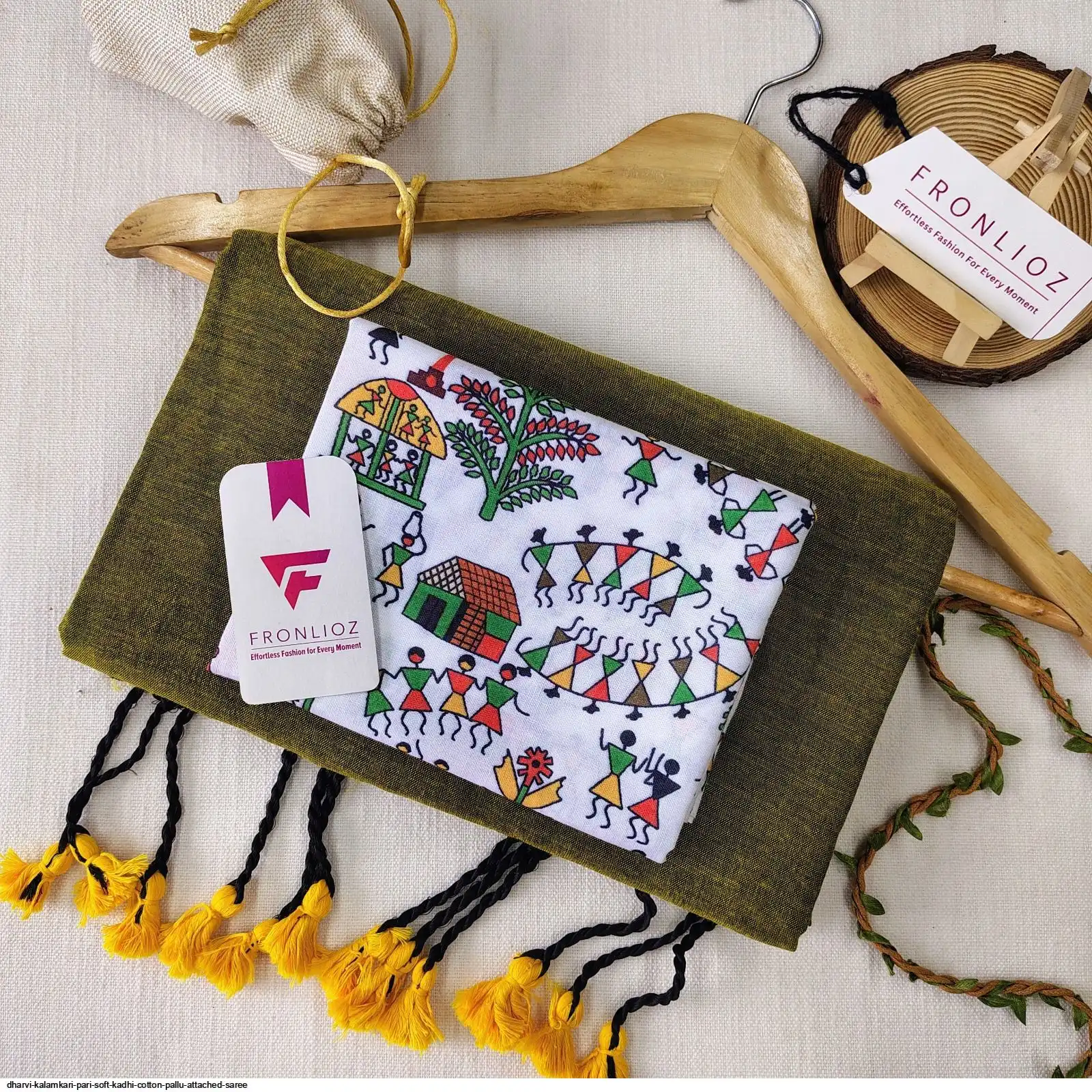 DHARVI KALAMKARI PARI SOFT KADHI COTTON PALLU ATTACHED SAREE B