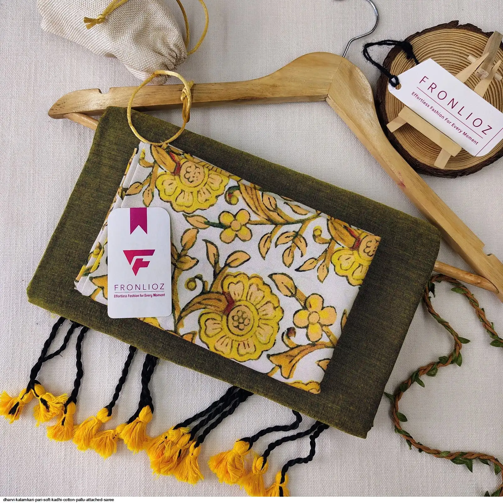 DHARVI KALAMKARI PARI SOFT KADHI COTTON PALLU ATTACHED SAREE F