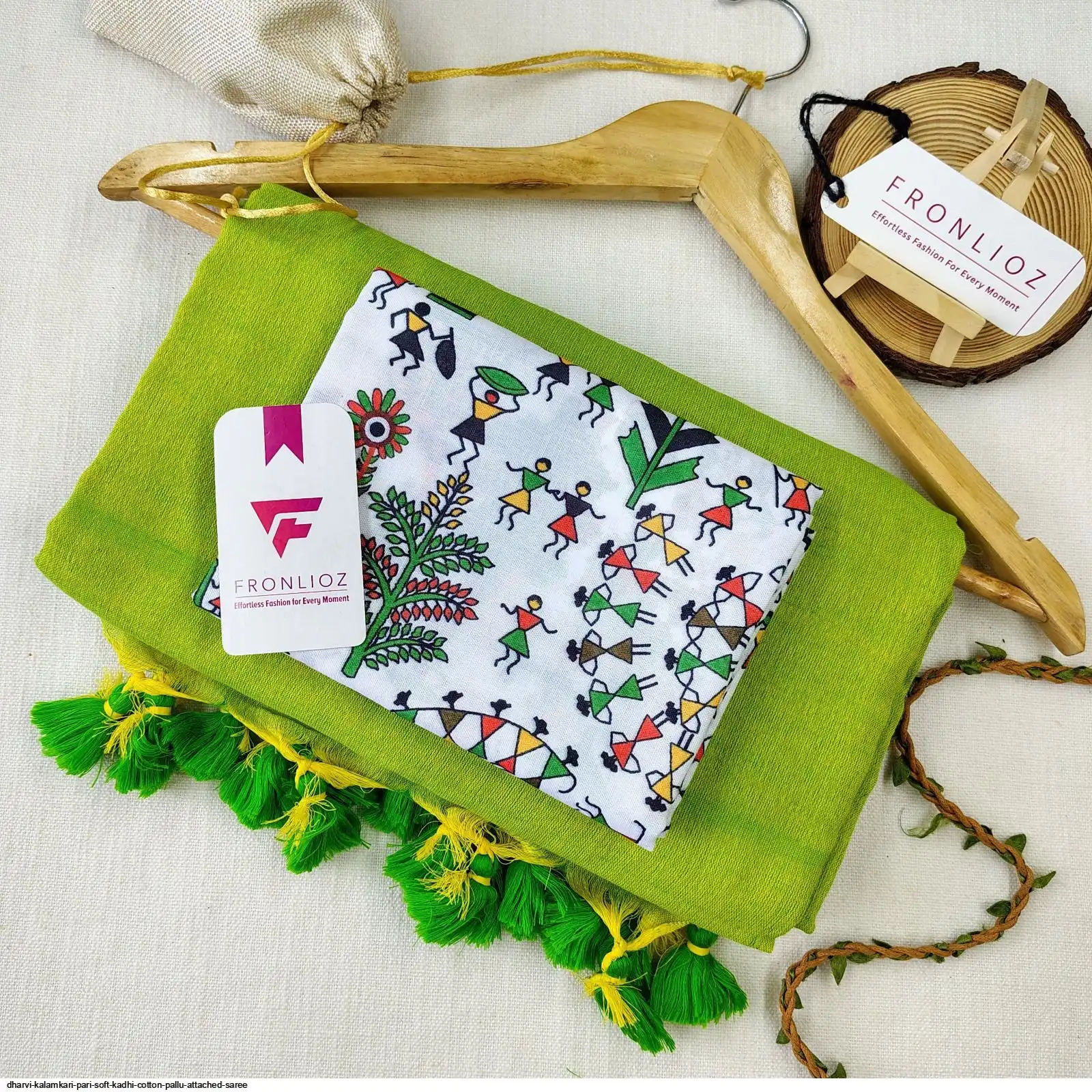 DHARVI KALAMKARI PARI SOFT KADHI COTTON PALLU ATTACHED SAREE E