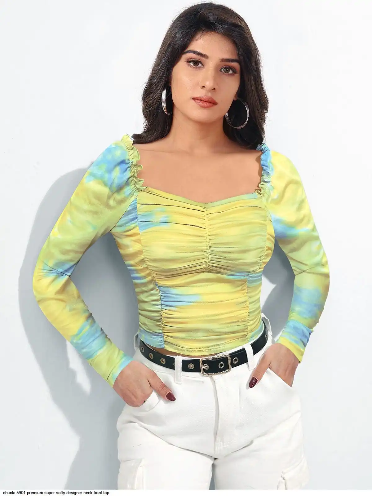 DHUNKI 5901 PREMIUM SUPER SOFTY DESIGNER NECK FRONT TOP B
