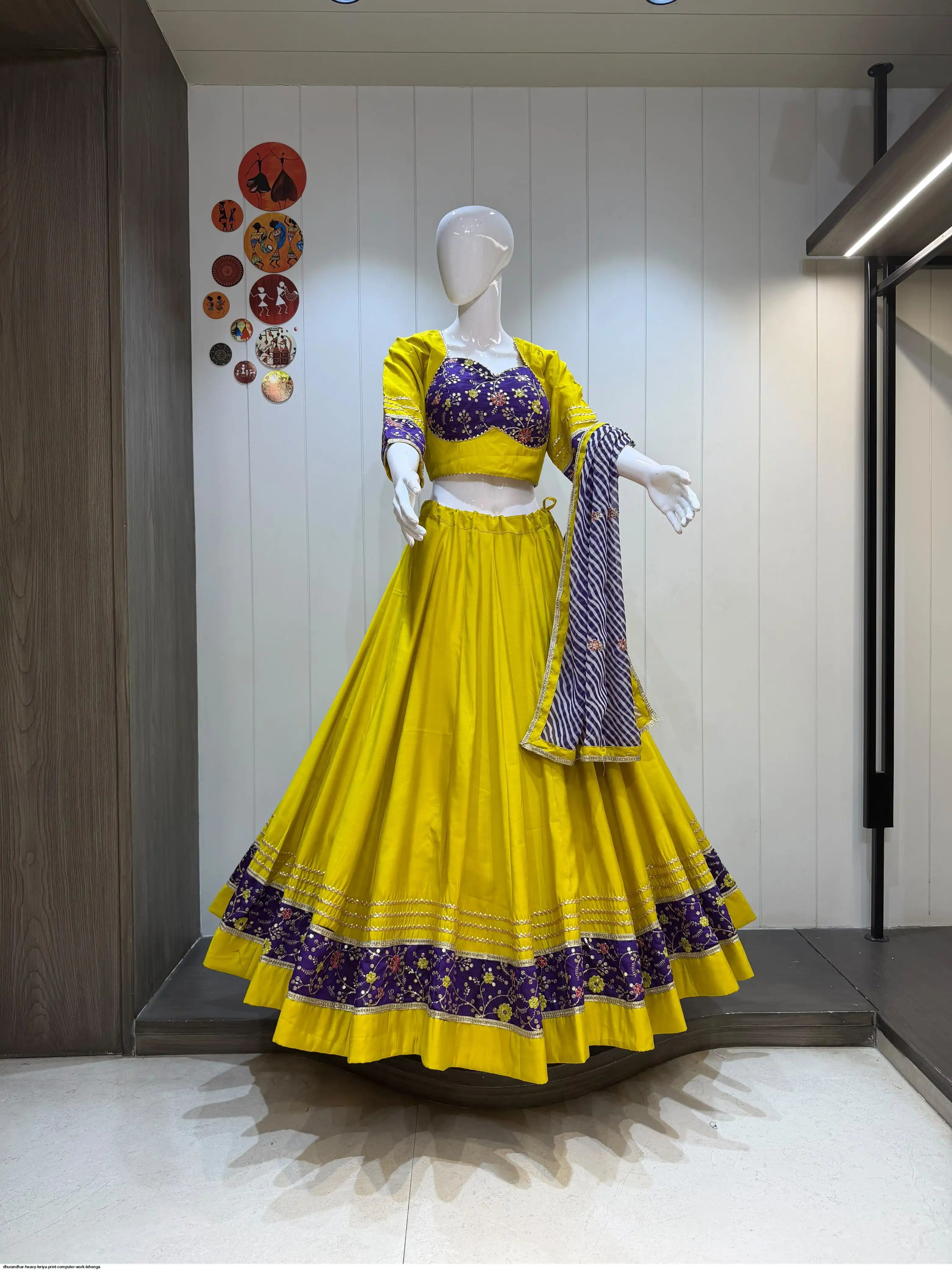 DHURANDHAR HEAVY LERIYA PRINT COMPUTER WORK LEHENGA 2