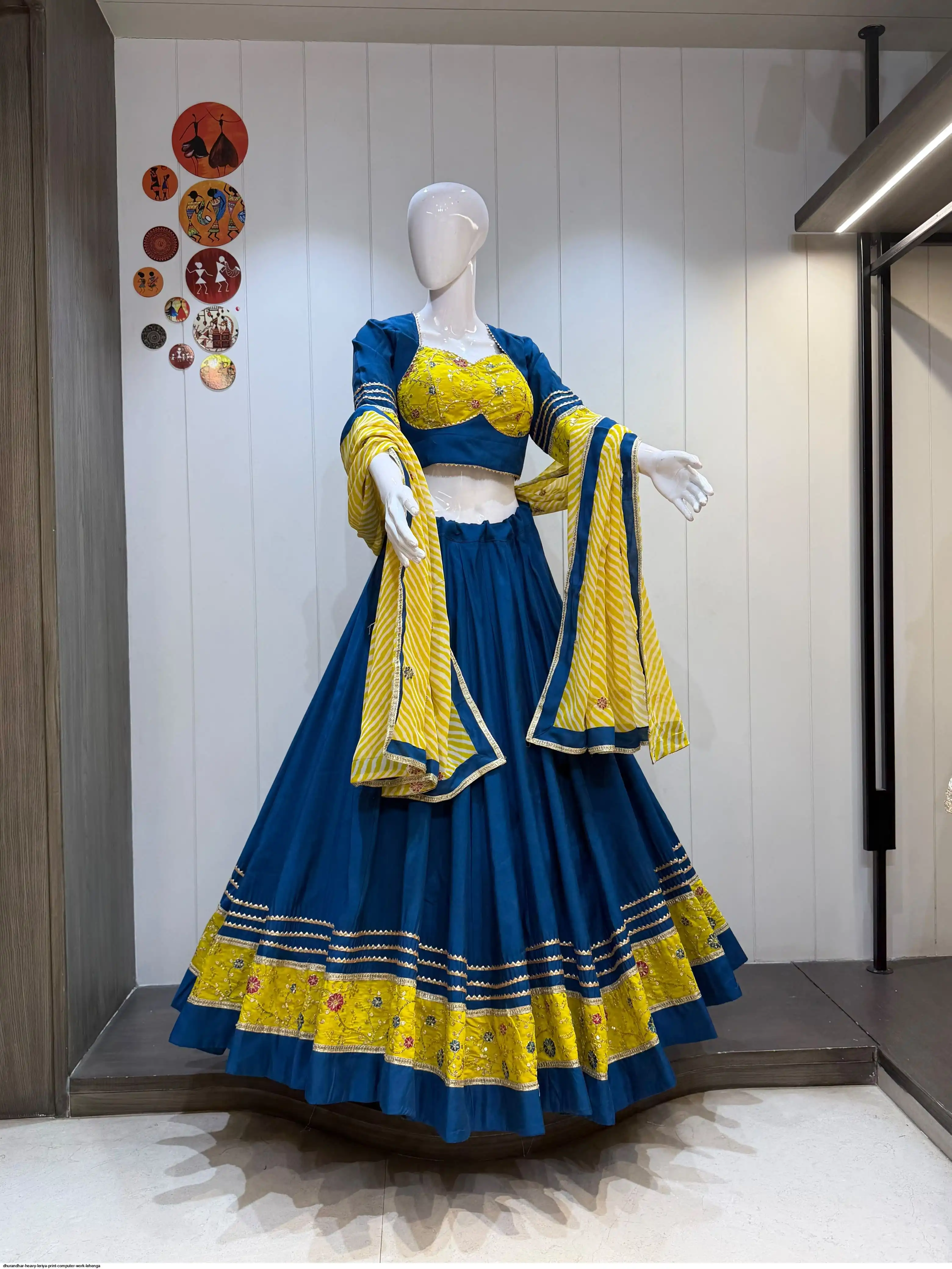 DHURANDHAR HEAVY LERIYA PRINT COMPUTER WORK LEHENGA 1
