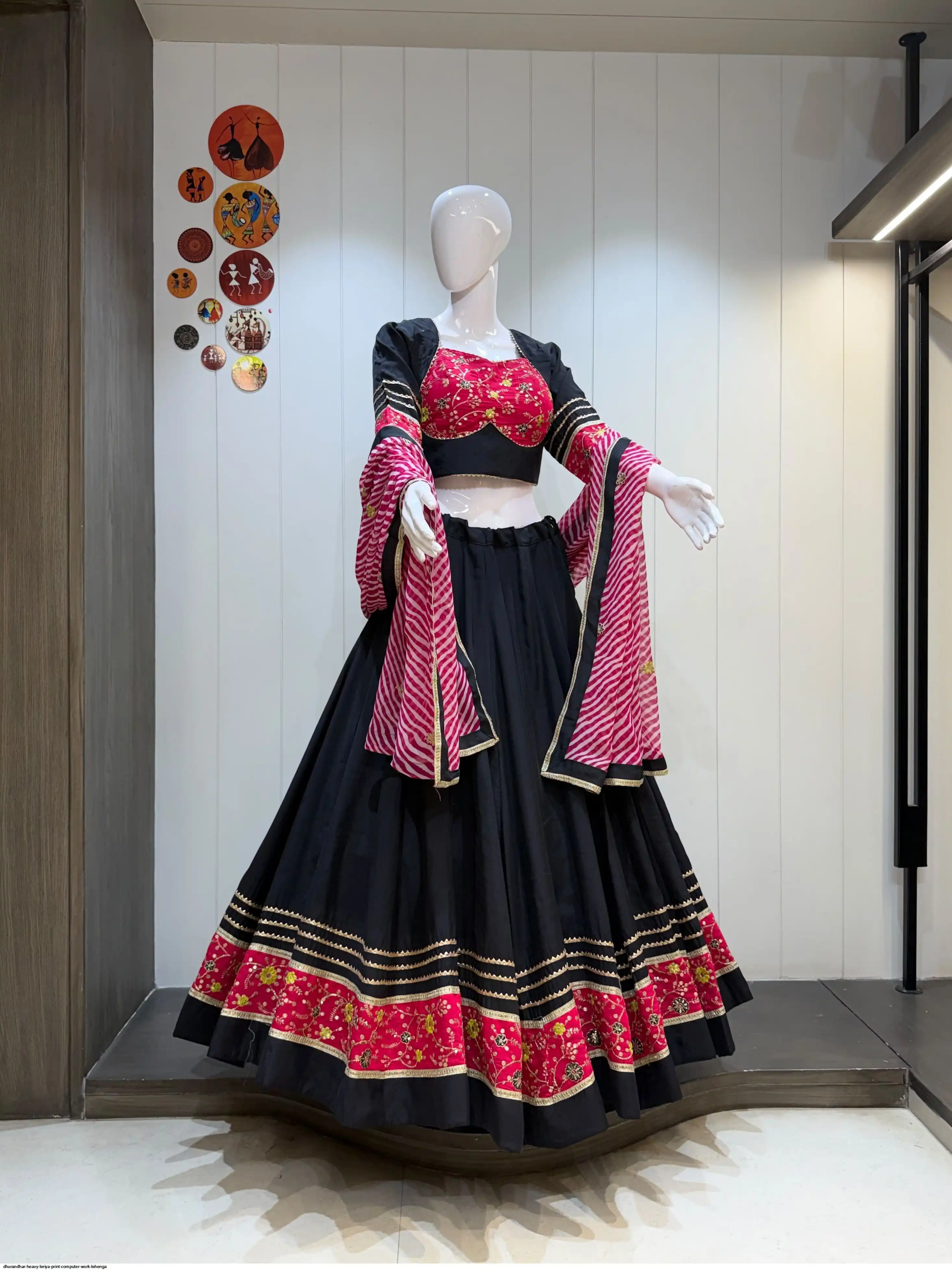 DHURANDHAR HEAVY LERIYA PRINT COMPUTER WORK LEHENGA 3