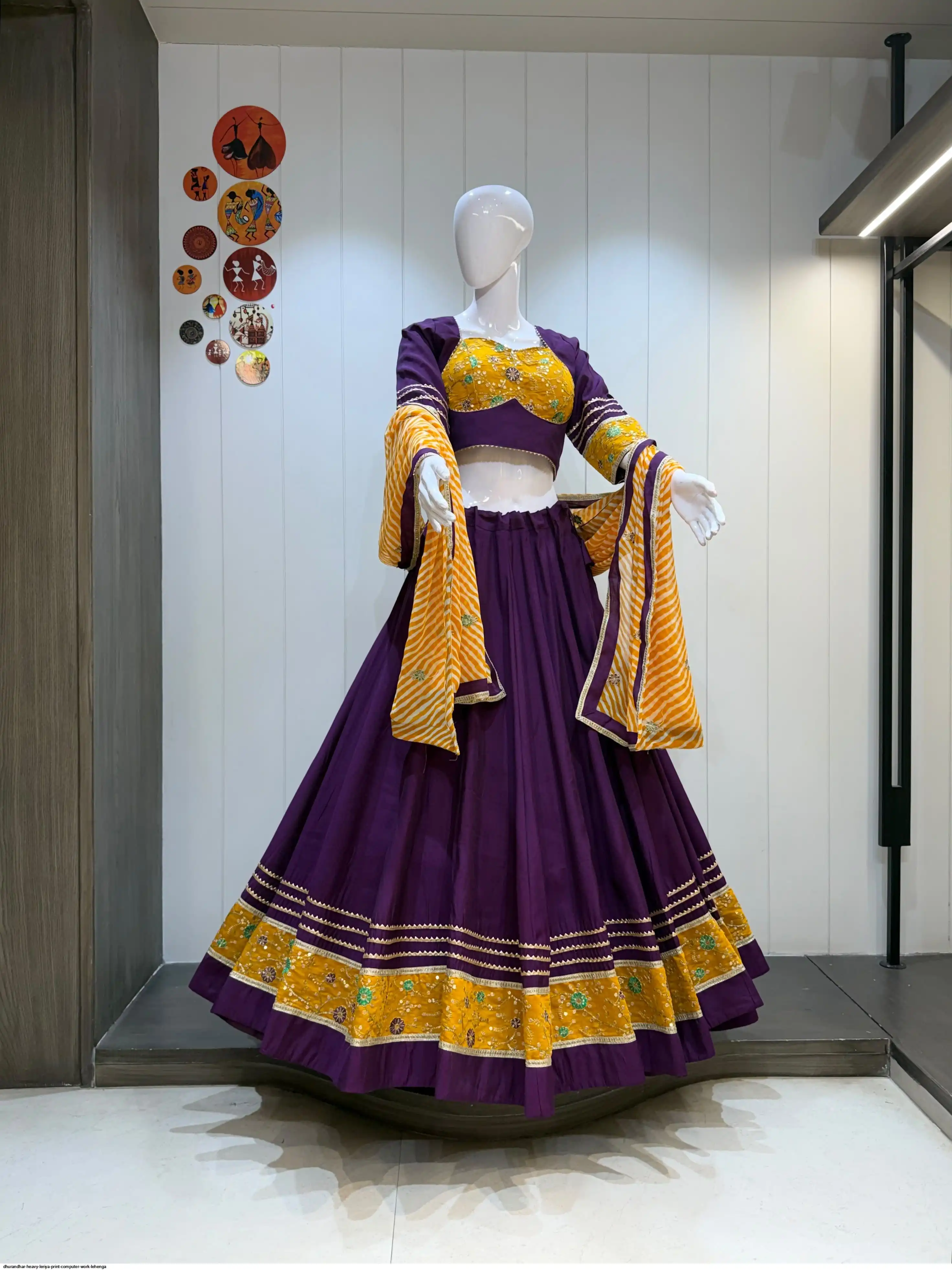 DHURANDHAR HEAVY LERIYA PRINT COMPUTER WORK LEHENGA 4