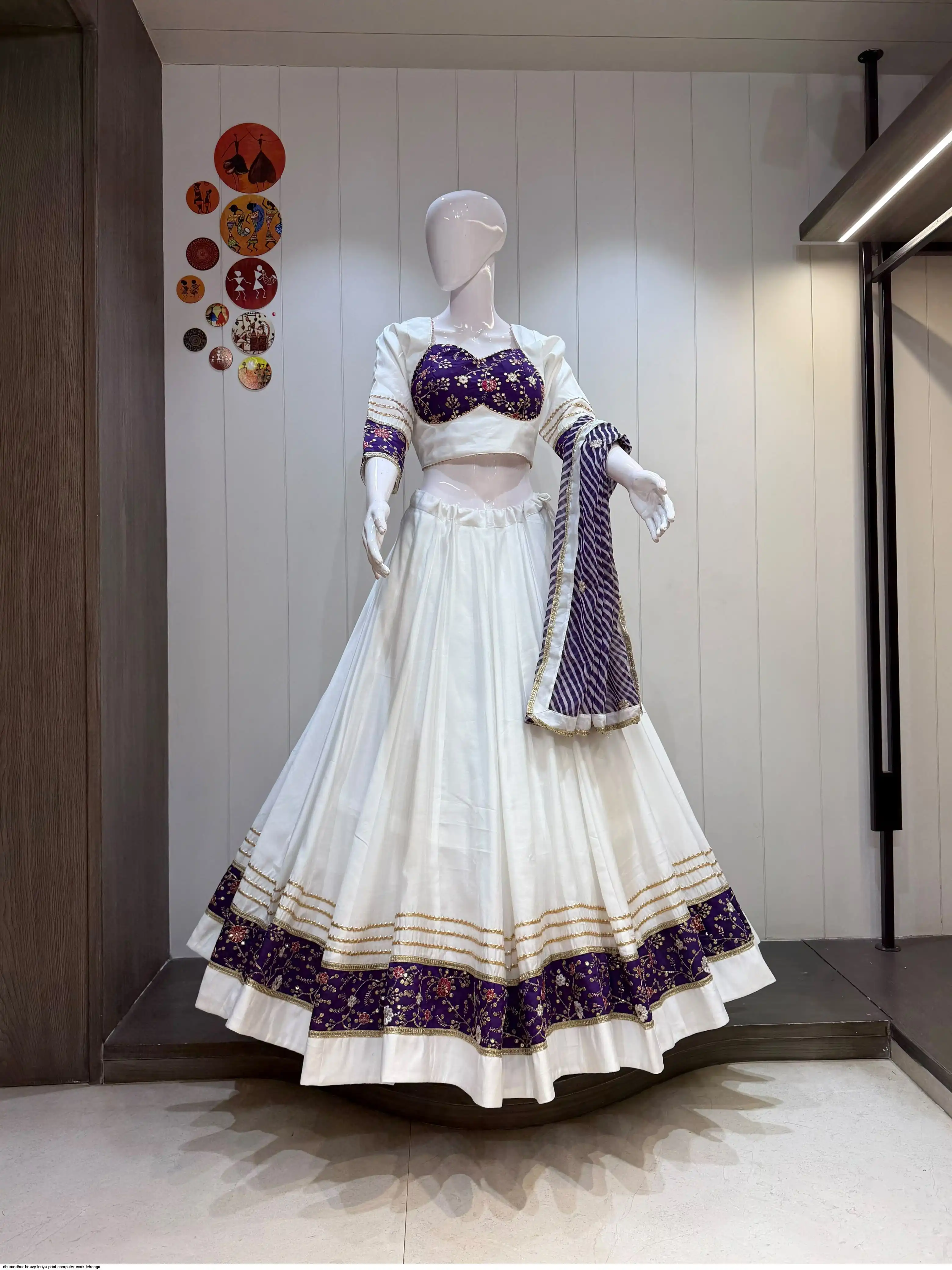 DHURANDHAR HEAVY LERIYA PRINT COMPUTER WORK LEHENGA 6