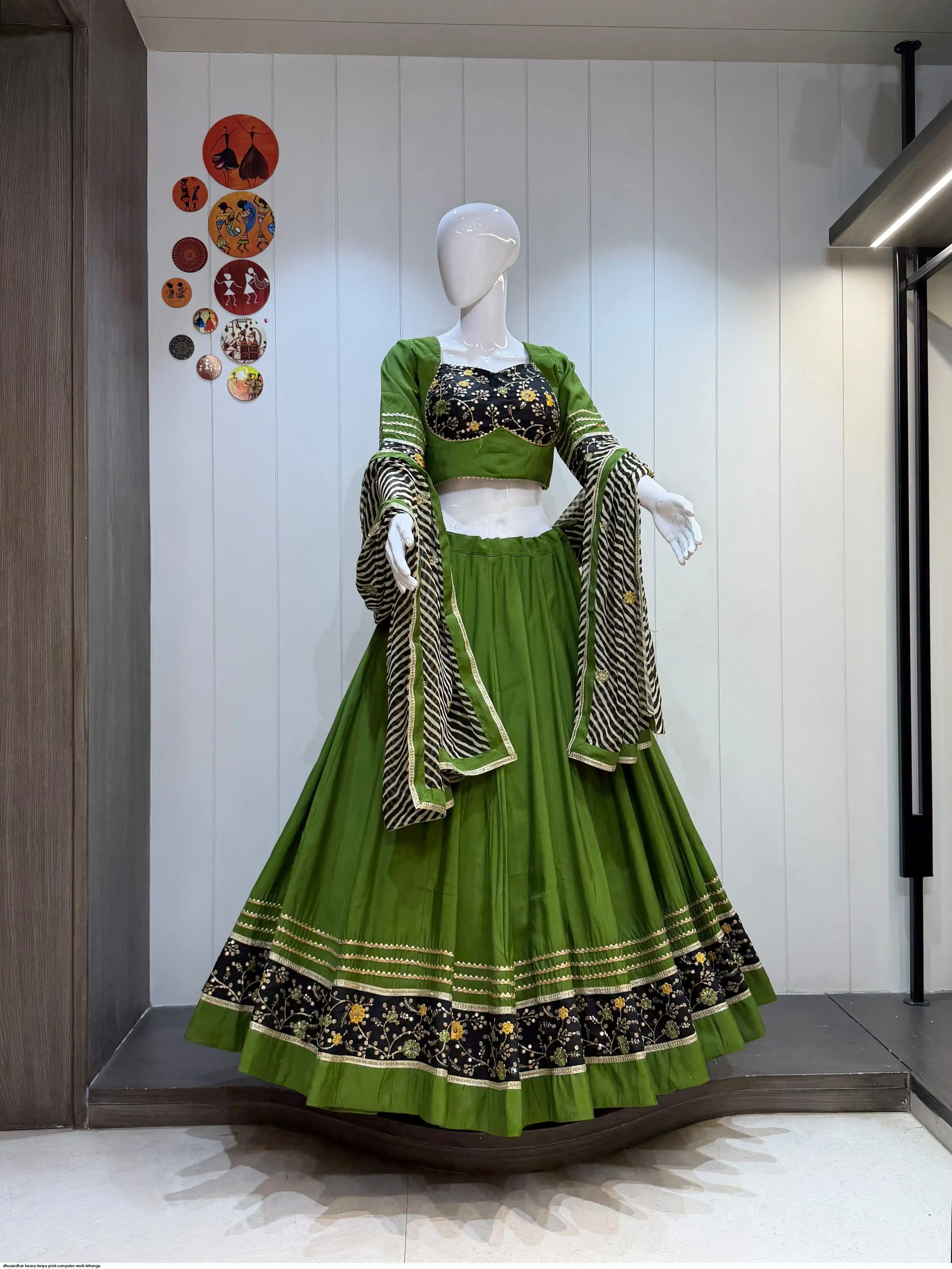 DHURANDHAR HEAVY LERIYA PRINT COMPUTER WORK LEHENGA 5