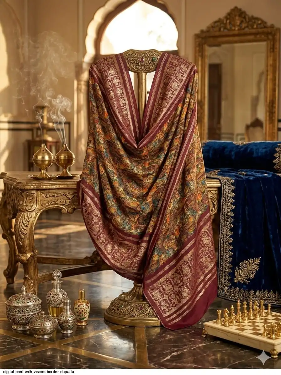 DIGITAL PRINT WITH VISCOS BORDER DUPATTA B