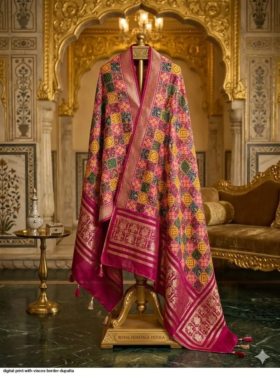DIGITAL PRINT WITH VISCOS BORDER DUPATTA C