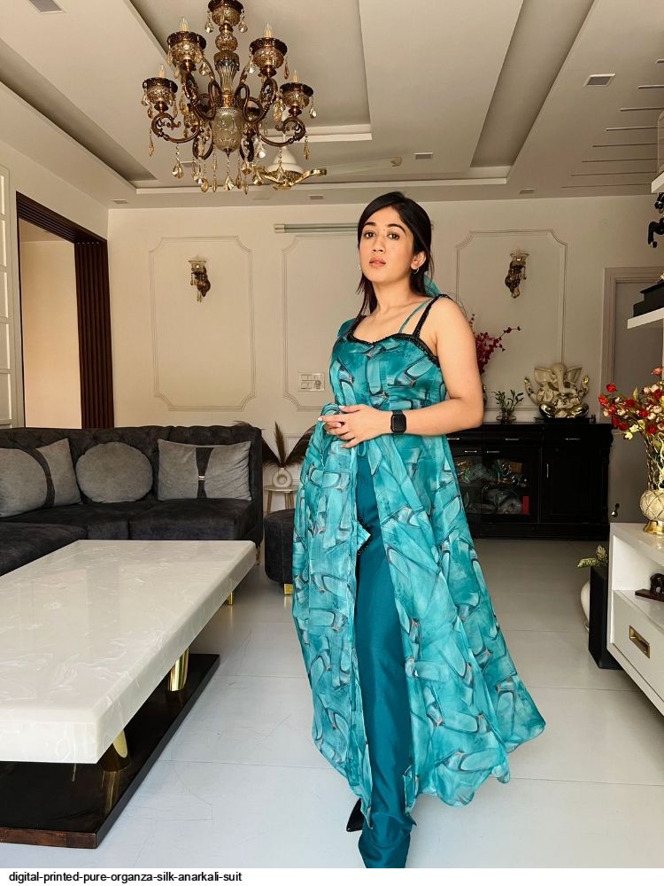 Adorable Designer Wear Blue Satin Silk Anarkali Gown With Silk Chanderi  Dupatta