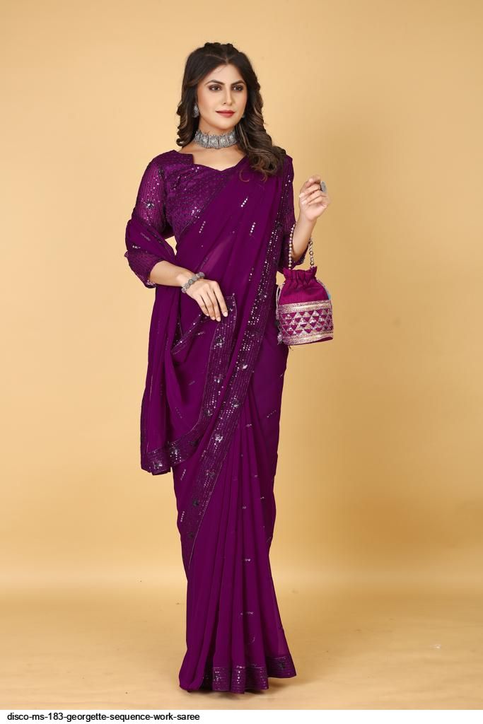 DISCO MS 183 GEORGETTE SEQUENCE WORK SAREE