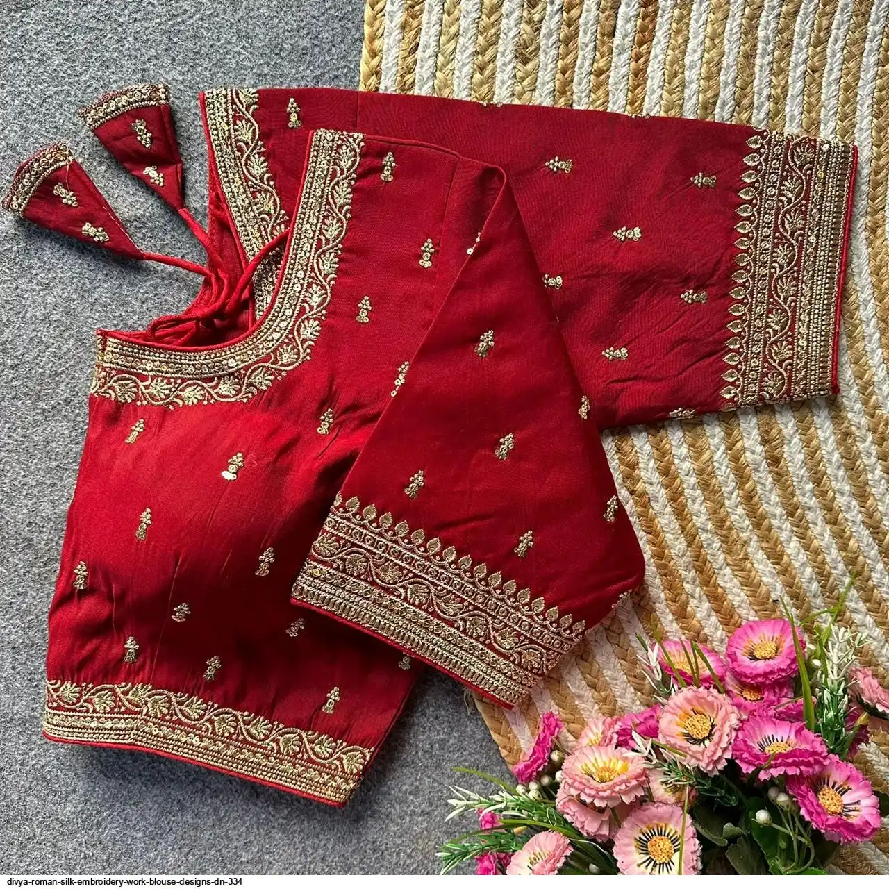 DIVYA ROMAN SILK EMBROIDERY WORK BLOUSE DESIGNS DN 334 K
