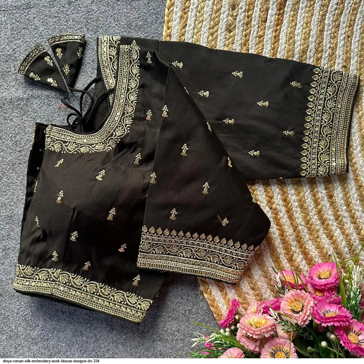 DIVYA ROMAN SILK EMBROIDERY WORK BLOUSE DESIGNS DN 334 A