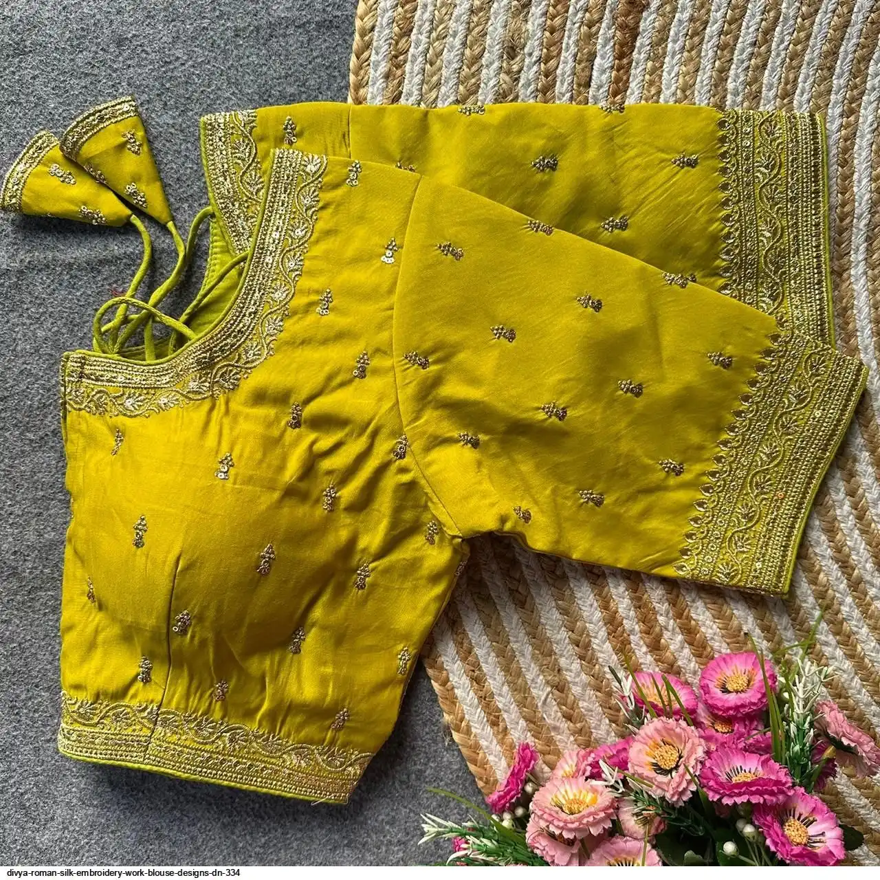 DIVYA ROMAN SILK EMBROIDERY WORK BLOUSE DESIGNS DN 334 G