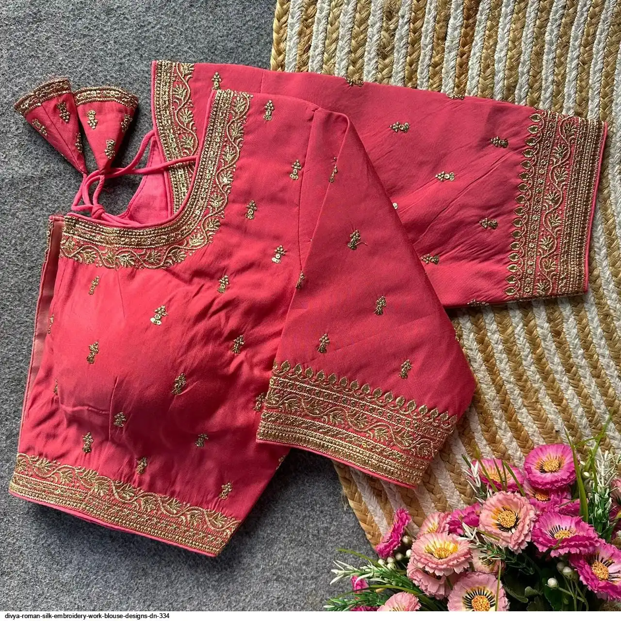 DIVYA ROMAN SILK EMBROIDERY WORK BLOUSE DESIGNS DN 334 O