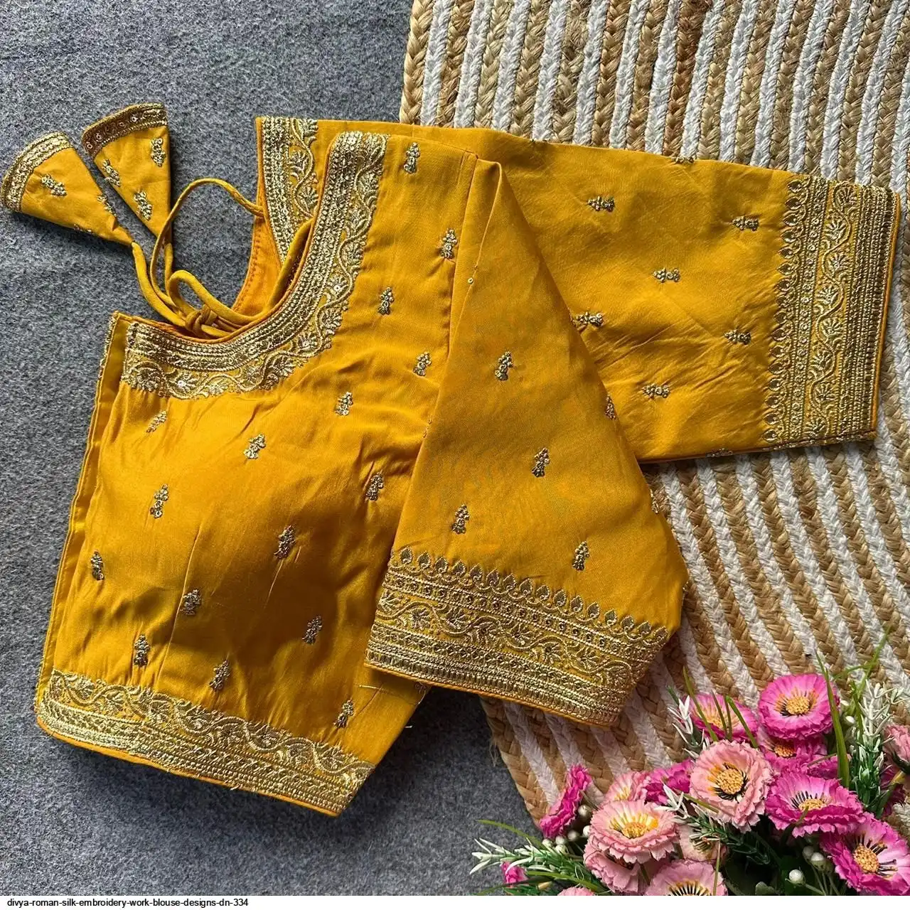 DIVYA ROMAN SILK EMBROIDERY WORK BLOUSE DESIGNS DN 334 H