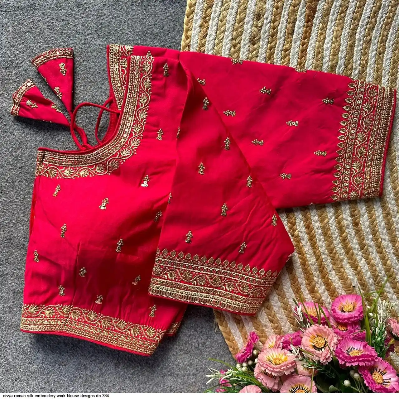 DIVYA ROMAN SILK EMBROIDERY WORK BLOUSE DESIGNS DN 334 I