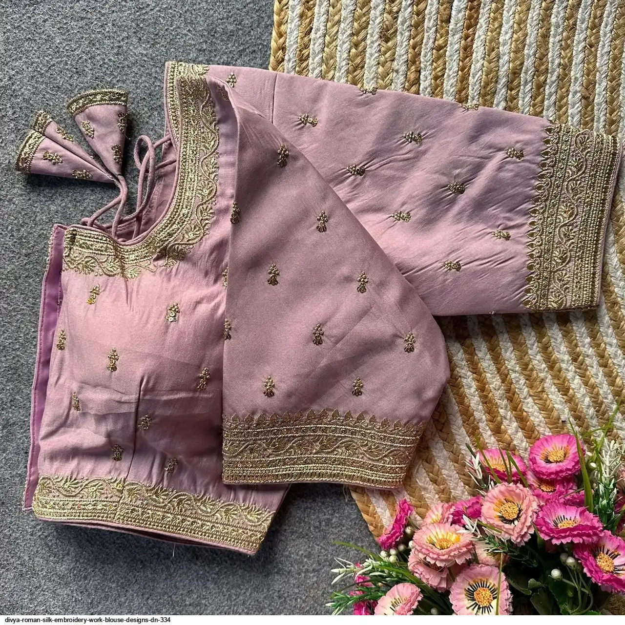 DIVYA ROMAN SILK EMBROIDERY WORK BLOUSE DESIGNS DN 334 N