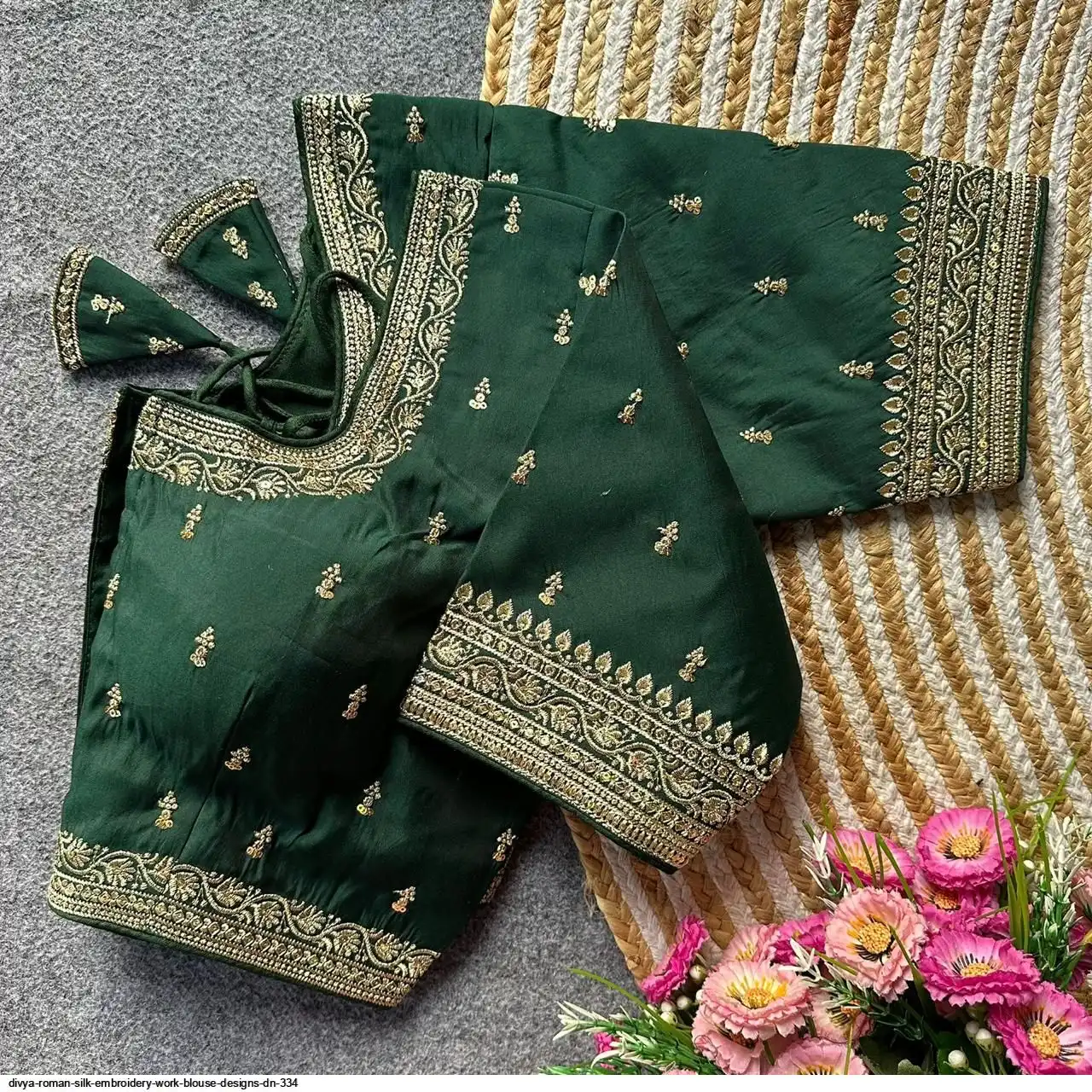 DIVYA ROMAN SILK EMBROIDERY WORK BLOUSE DESIGNS DN 334 J