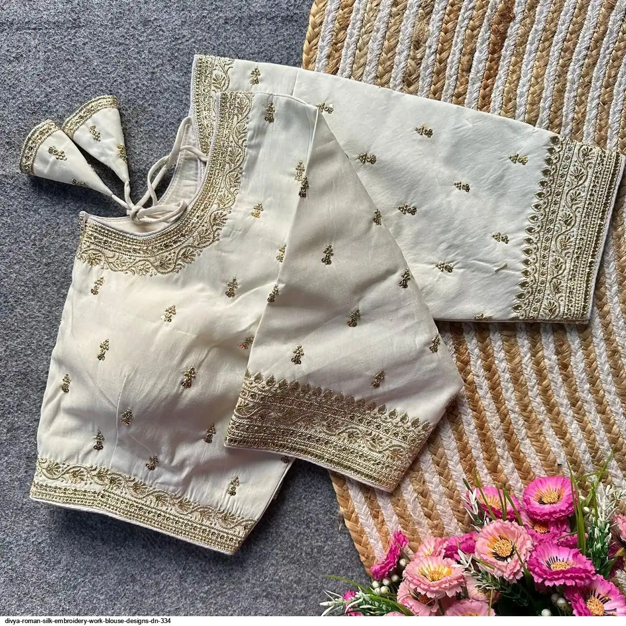 DIVYA ROMAN SILK EMBROIDERY WORK BLOUSE DESIGNS DN 334 M