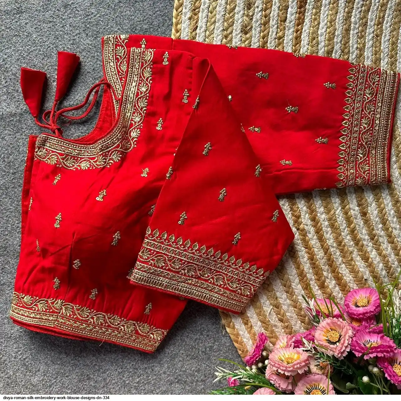 DIVYA ROMAN SILK EMBROIDERY WORK BLOUSE DESIGNS DN 334 C