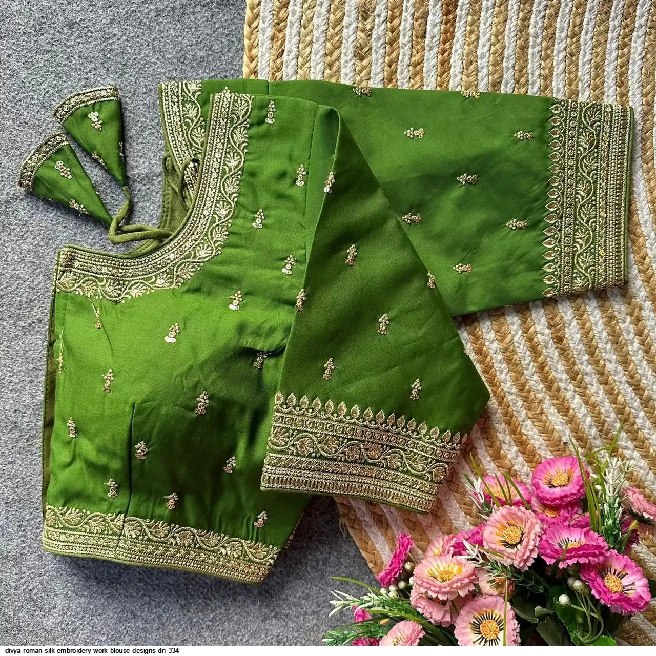 DIVYA ROMAN SILK EMBROIDERY WORK BLOUSE DESIGNS DN 334 E
