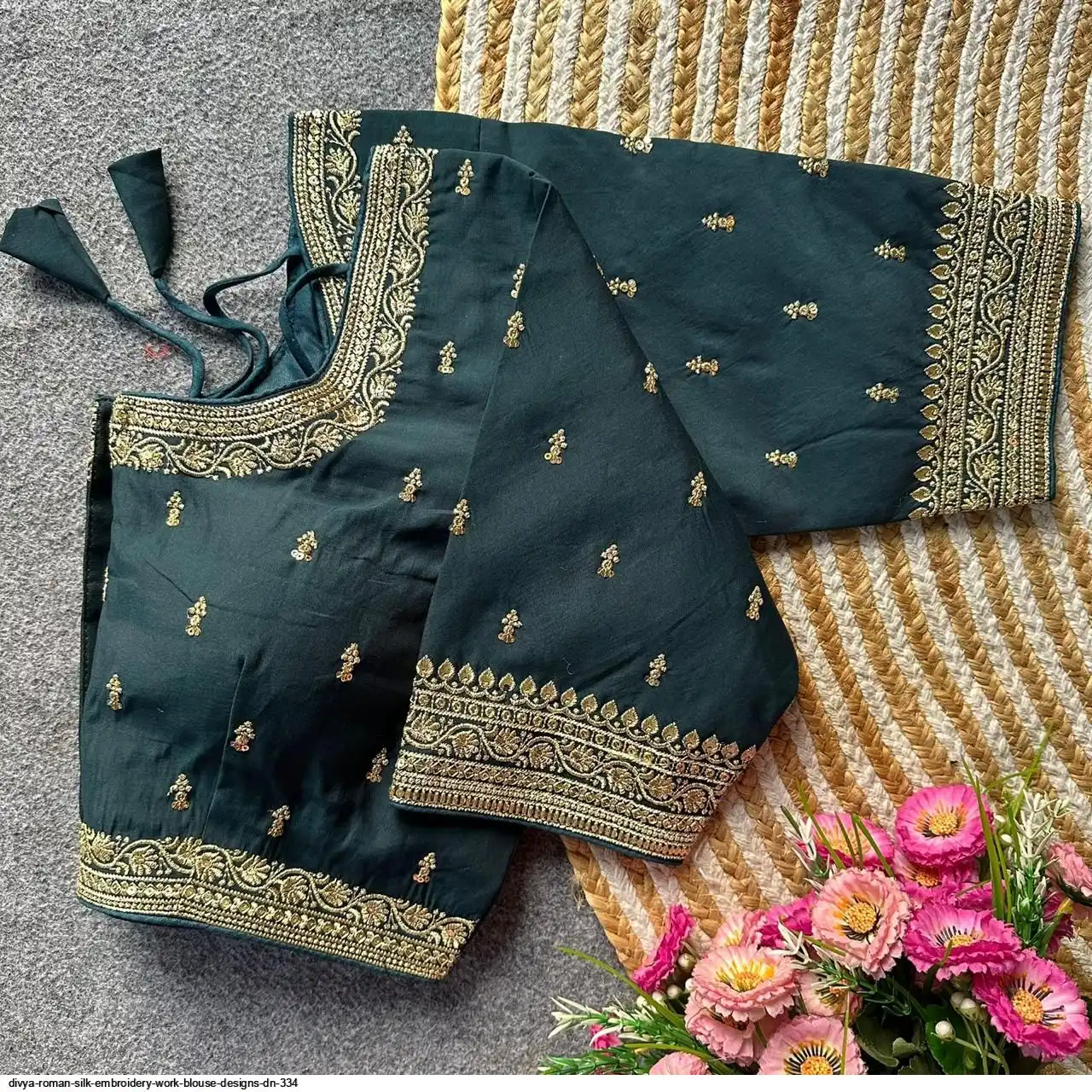 DIVYA ROMAN SILK EMBROIDERY WORK BLOUSE DESIGNS DN 334 F