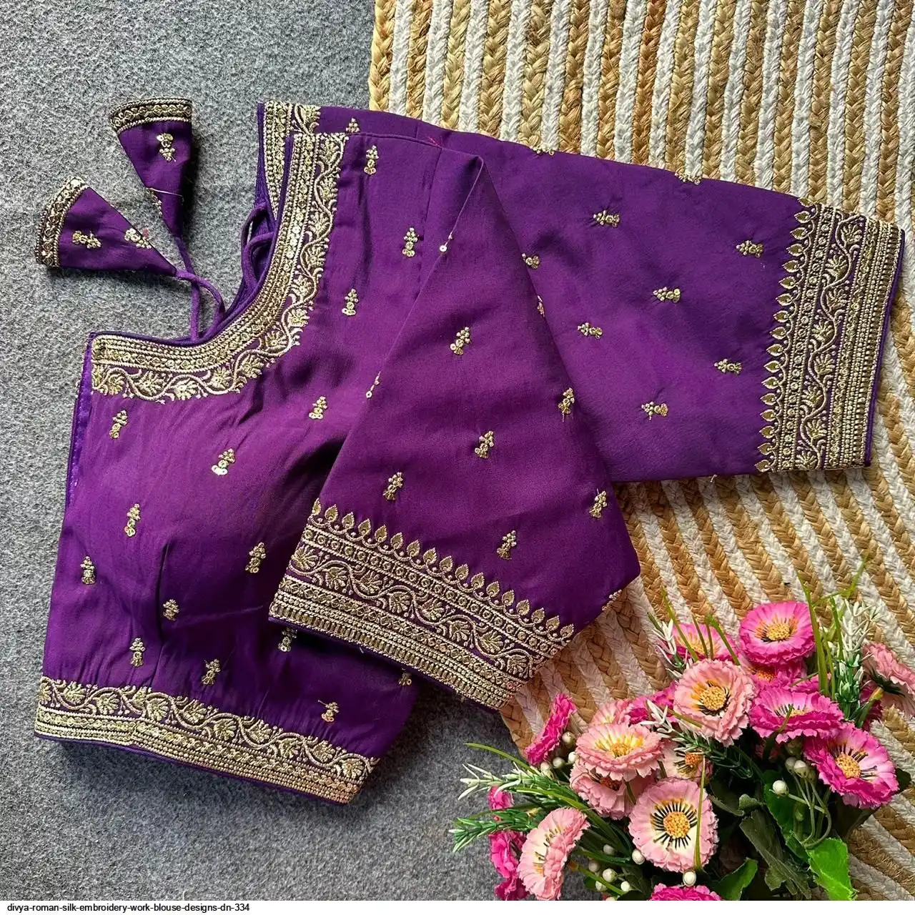 DIVYA ROMAN SILK EMBROIDERY WORK BLOUSE DESIGNS DN 334 B