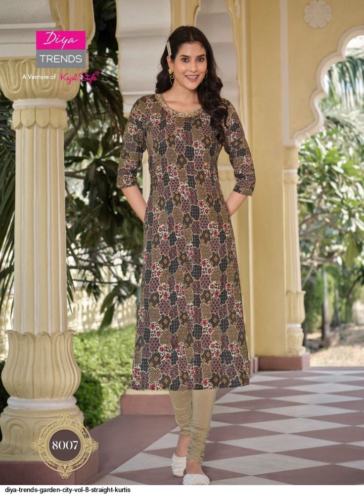 Diya Trends Garden City Vol-8 Straight Kurtis